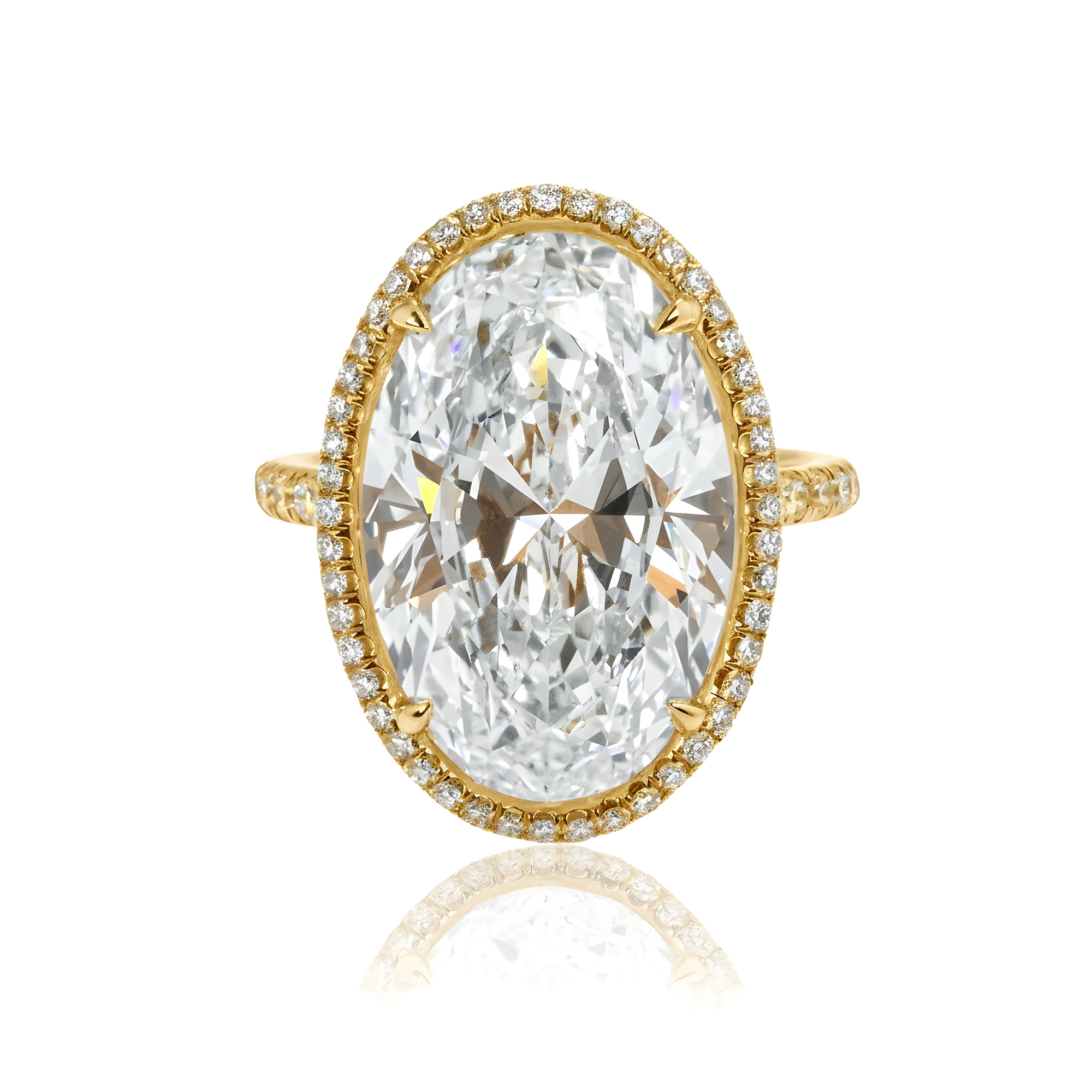 Platinum 10.26ct Oval Cut Diamond Engagement Ring 11.16ctw