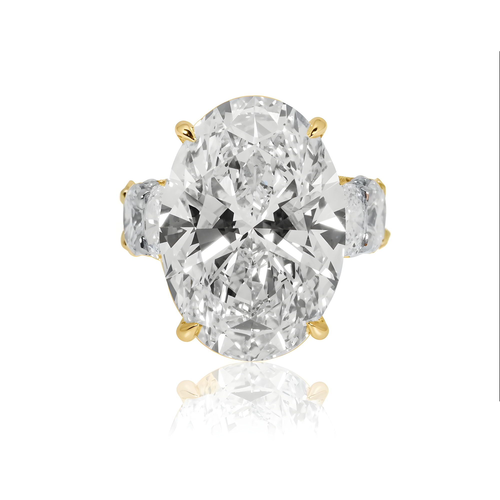 Platinum 22.10ct Oval Cut Diamond Engagement Ring 30.51ctw