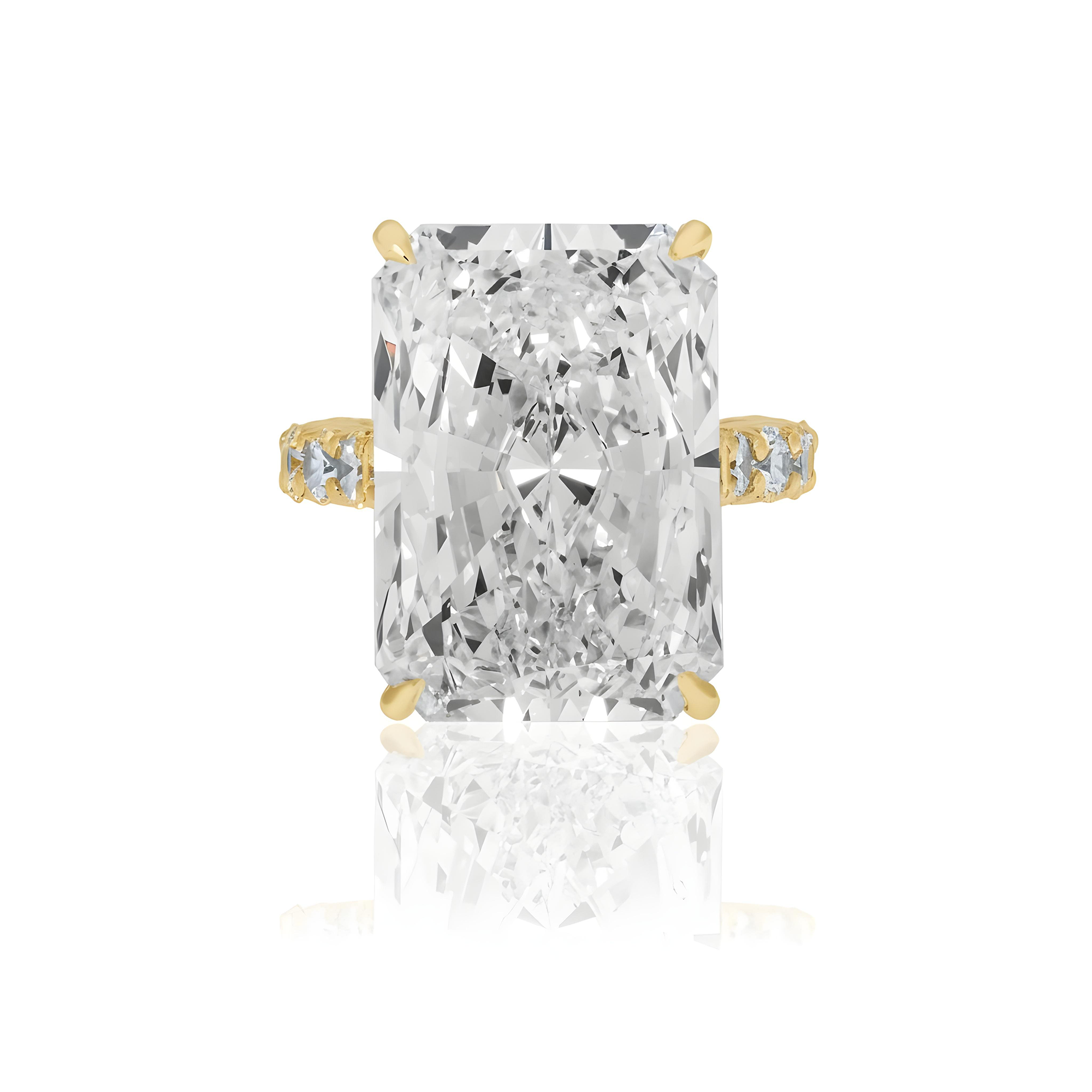 18K White Gold 20.01ct Radiant Cut Diamond Engagement Ring 22.26ctw