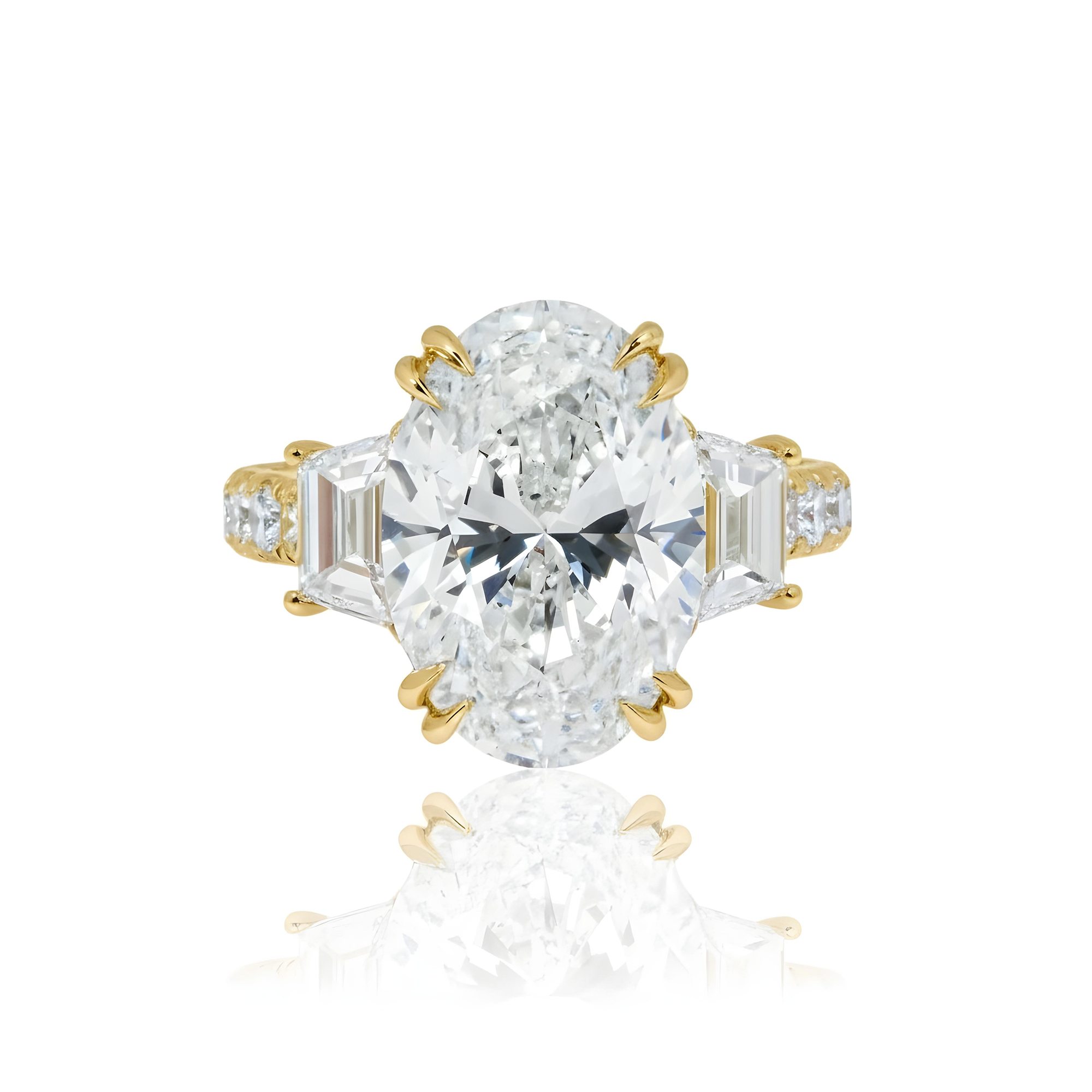 18K White Gold 7ct Oval Cut Diamond Engagement Ring 9.76ctw