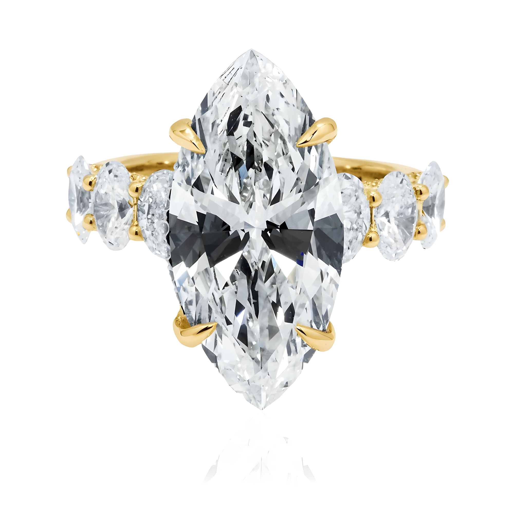 IGI 18K White Gold 8.03ct Marquise Cut Diamond Engagement Ring 10.78ctw