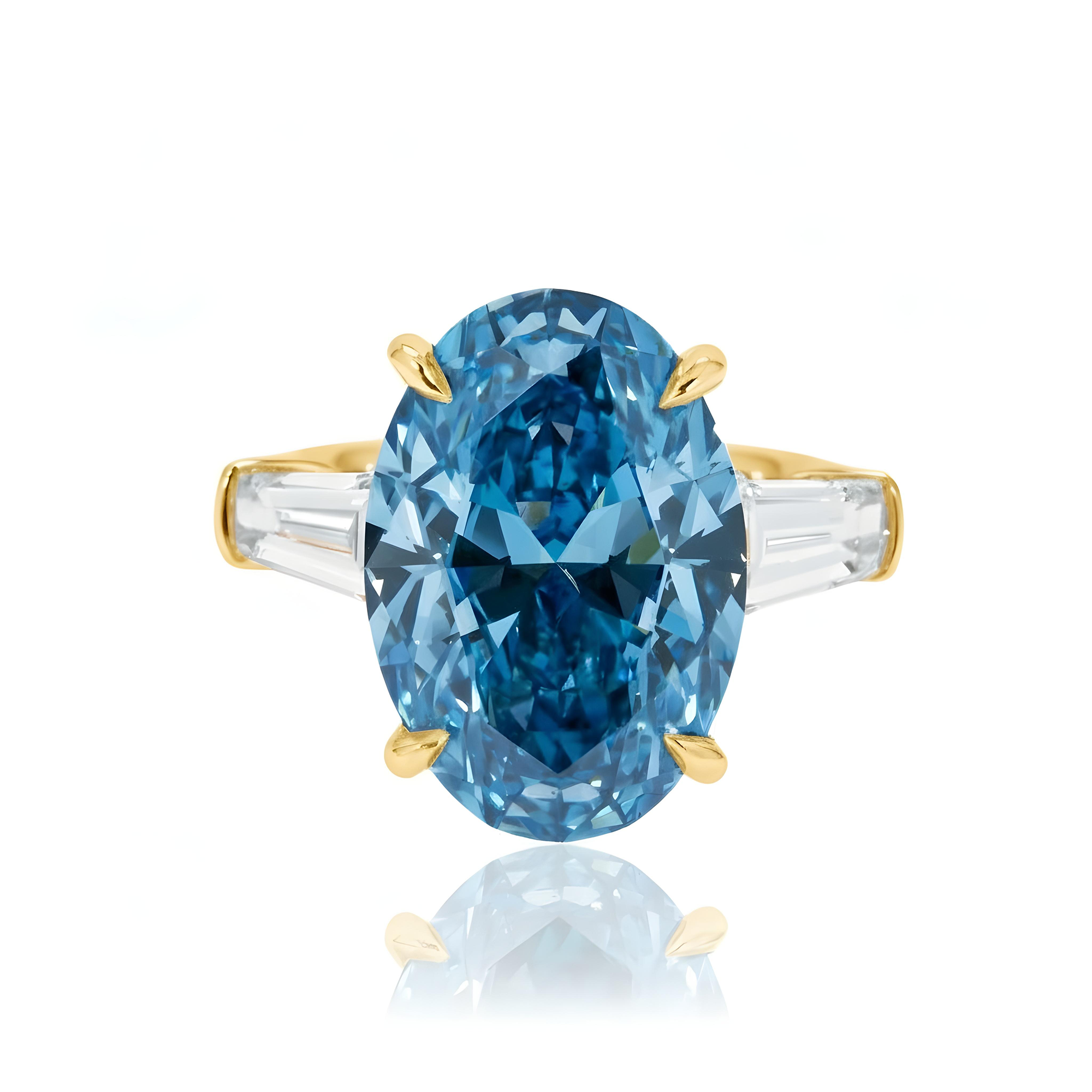 18K White Gold 10.40ct Oval Cut Blue Diamond Ring 12.13ctw