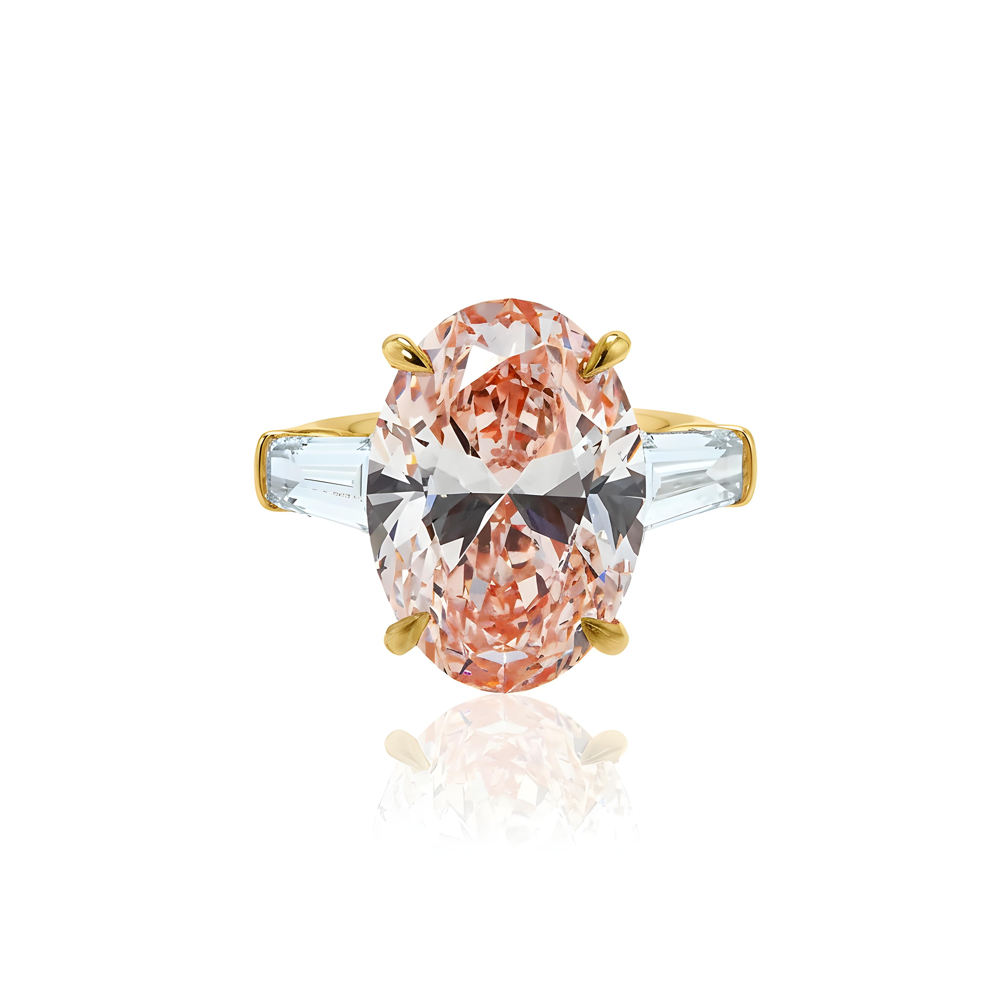18K White Gold 10.33ct Oval Fancy Vivid Pink Diamond Ring 12.06ctw