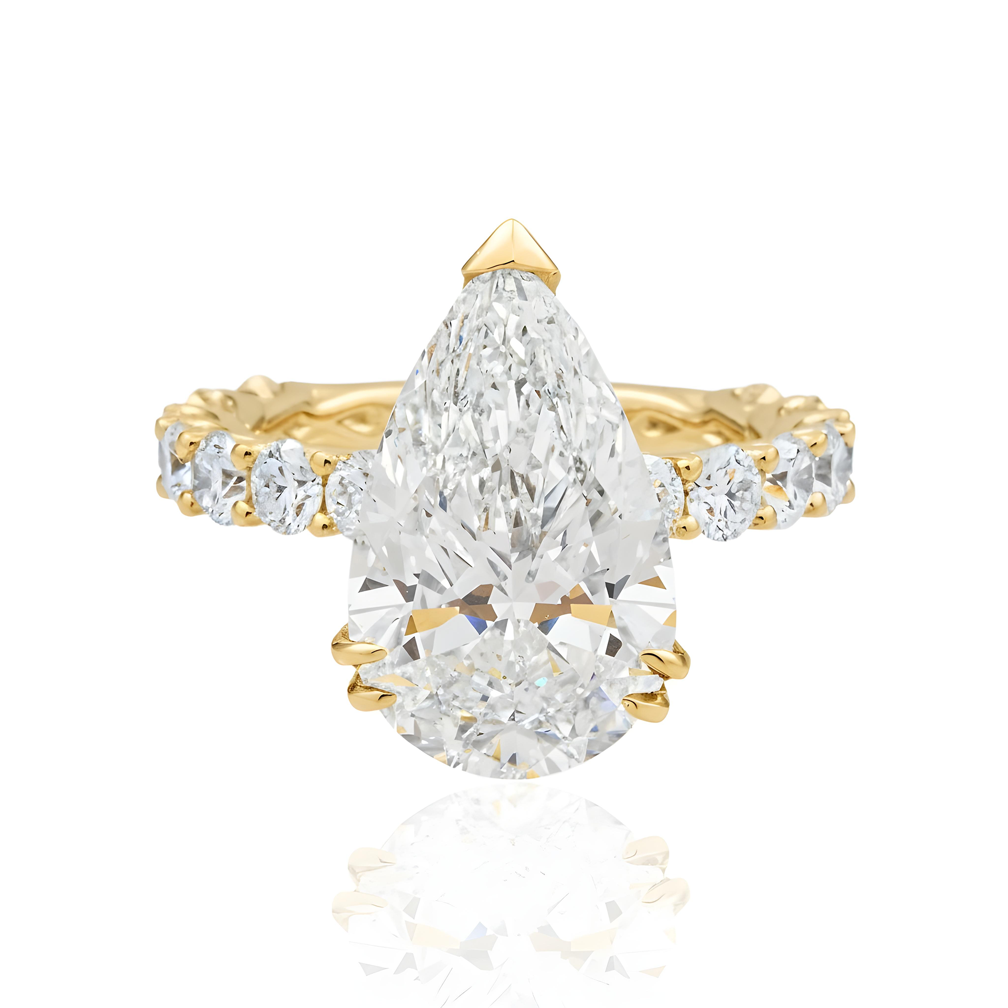 18K White Gold 6.05ct Pear Diamond Engagement Ring 8.05ctw