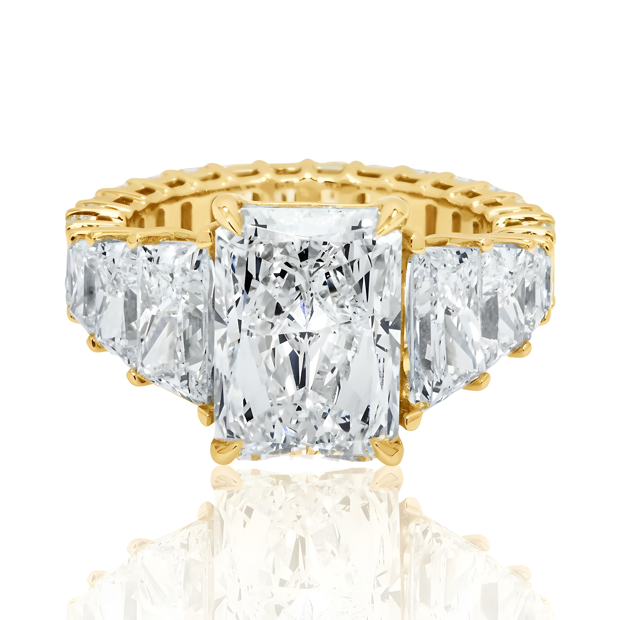 14K White Gold 5.01ct Radiant Cut Diamond Engagement Ring 9.96ctw