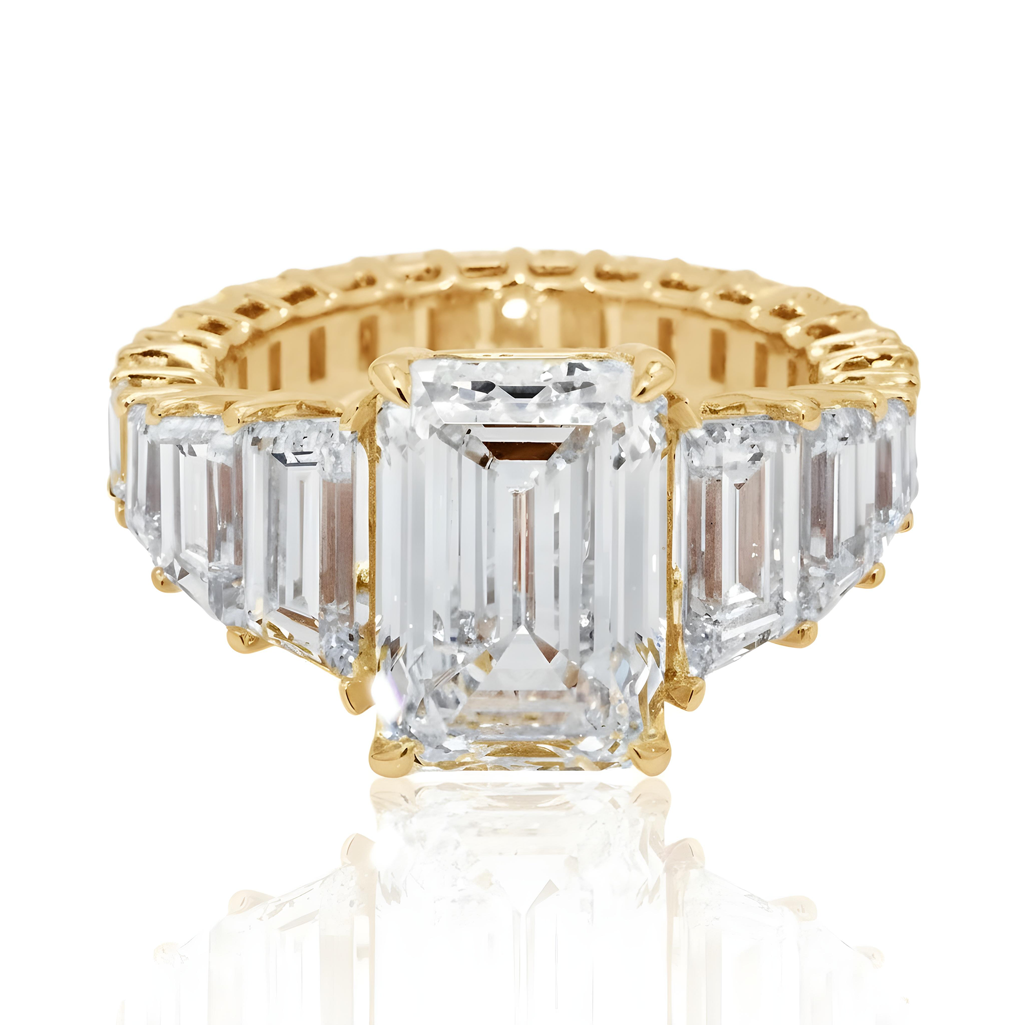 14K White Gold 5.01ct Emerald Cut Diamond Engagement Ring 10.26ctw