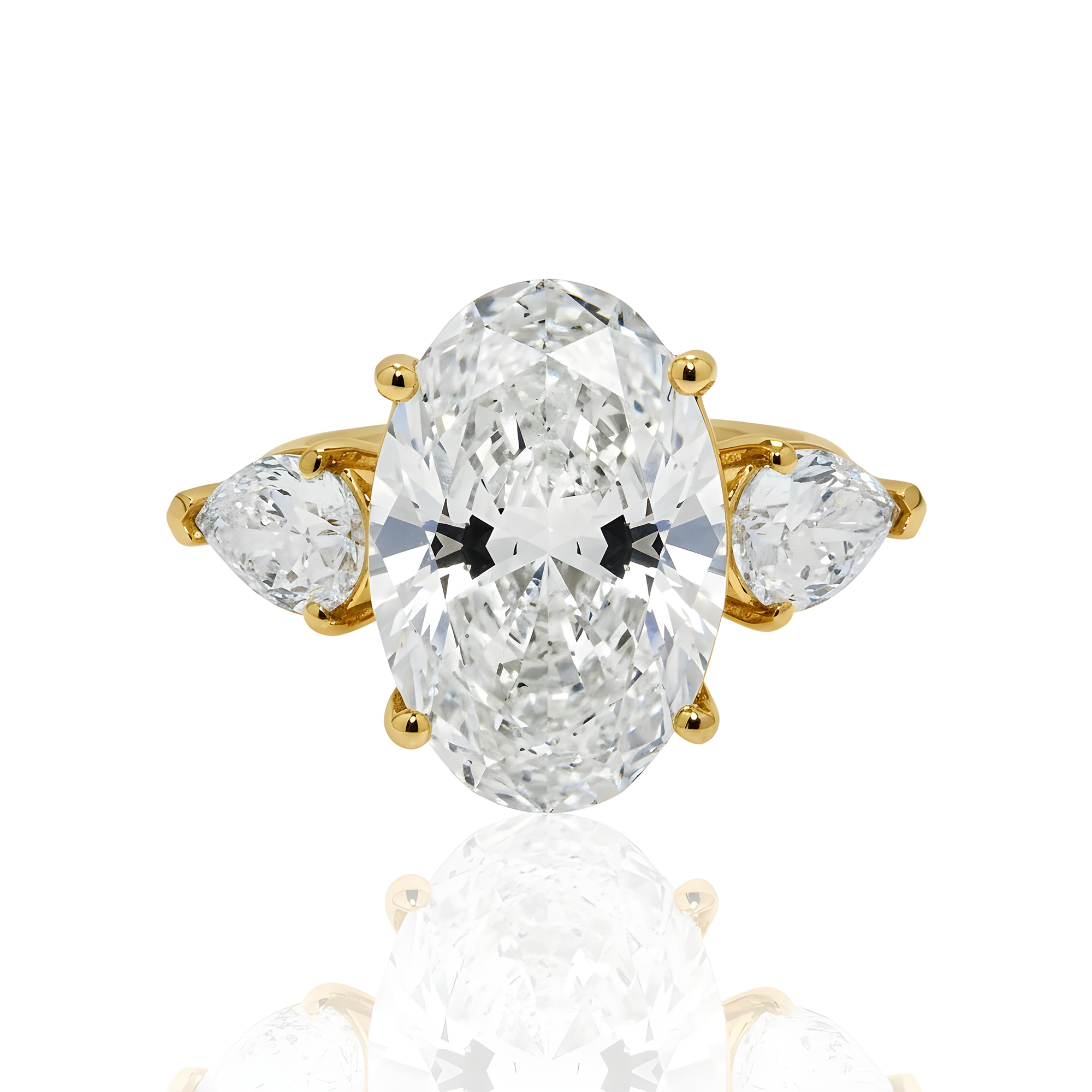 Platinum 10.02ct Oval Cut Triple Diamond Engagement Ring 12.07ctw