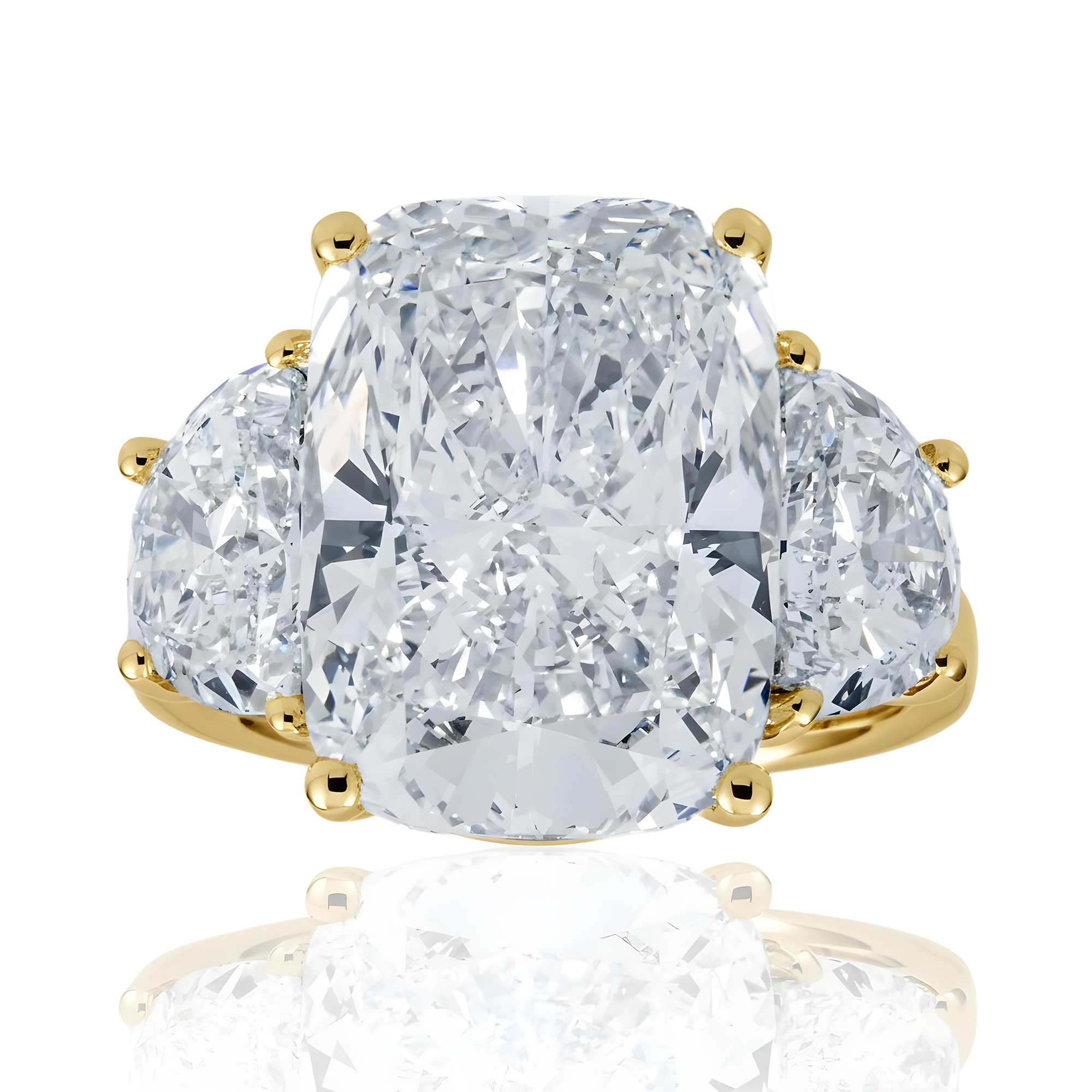 Platinum Triple Radiant Cut Diamond Engagement Ring 12.45ctw