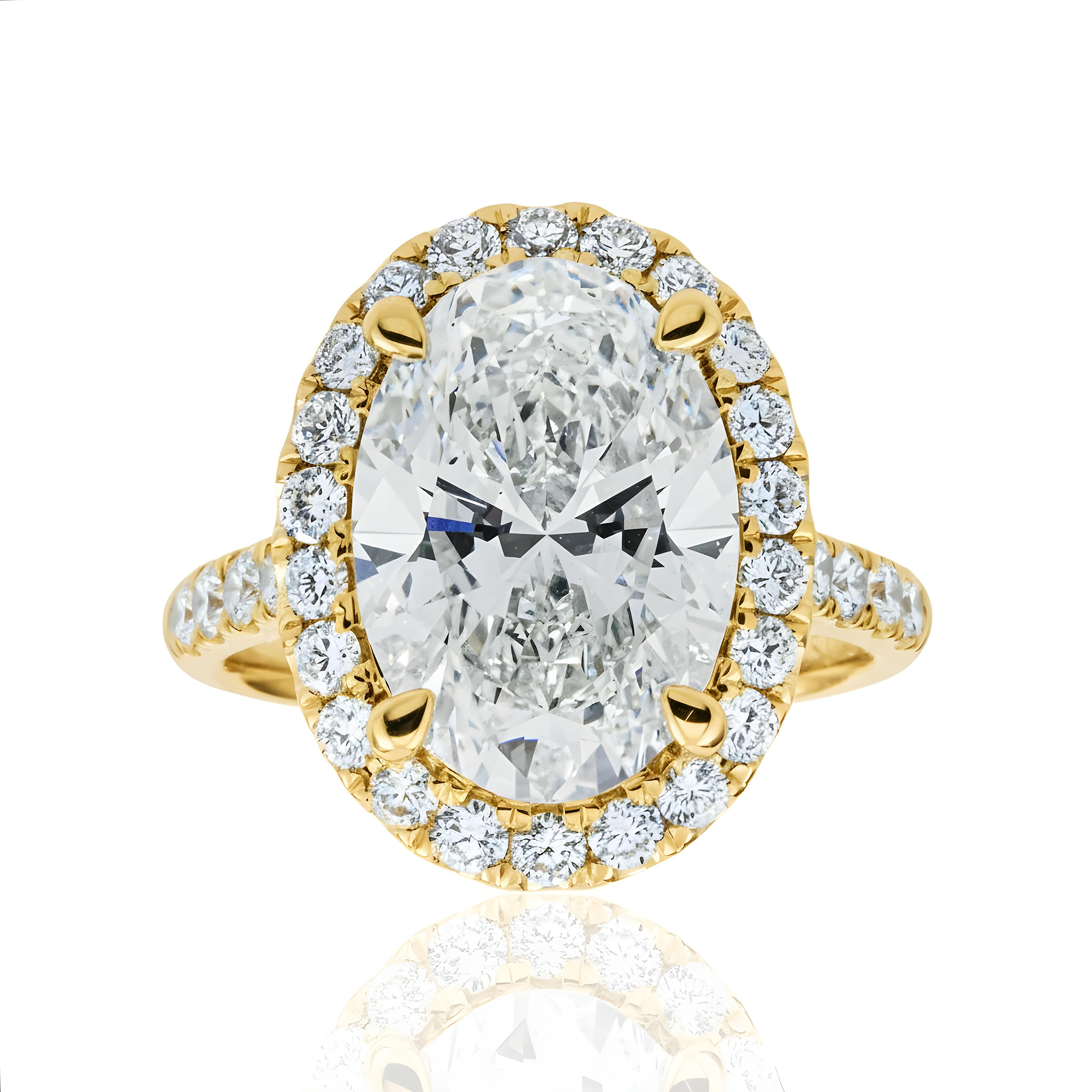 18K White Gold 5.07ct Oval Cut Diamond Engagement Ring 5.97ctw