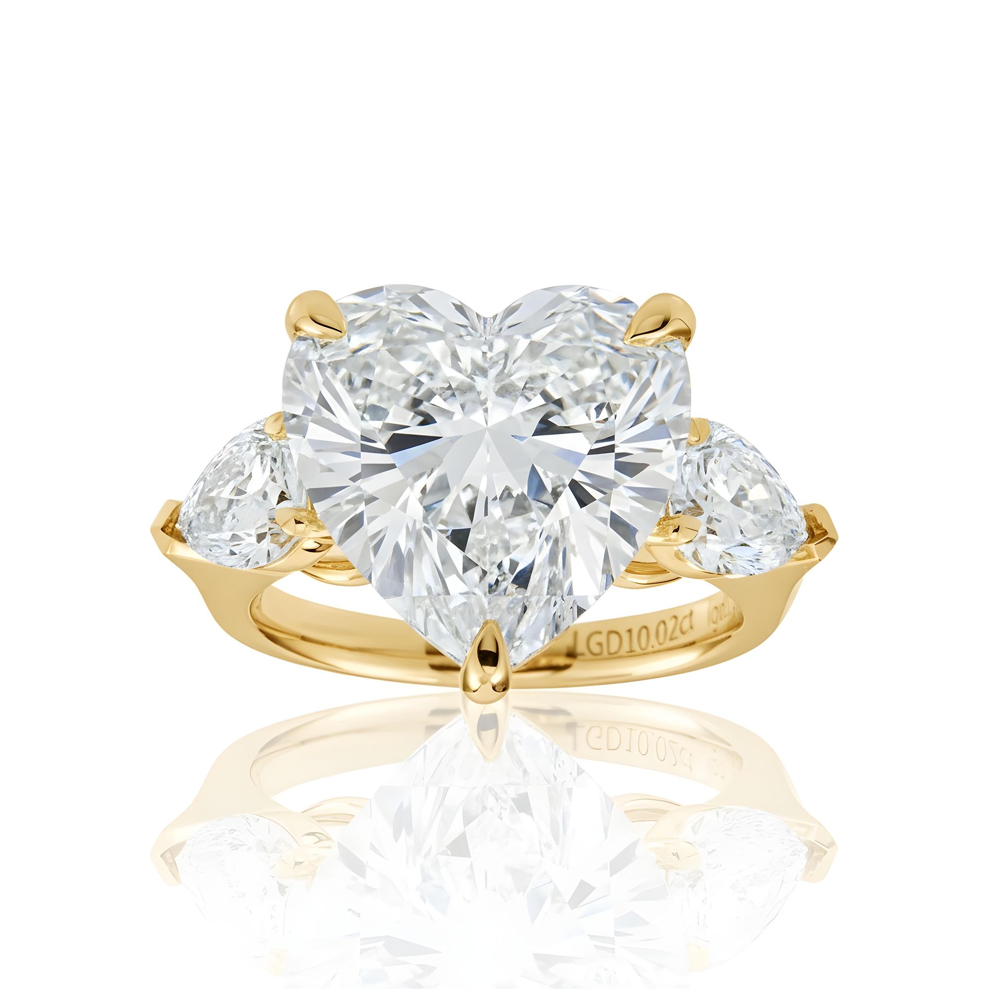 18K White Gold 10.02ct Heart Cut Diamond Engagement Ring 11.69ctw