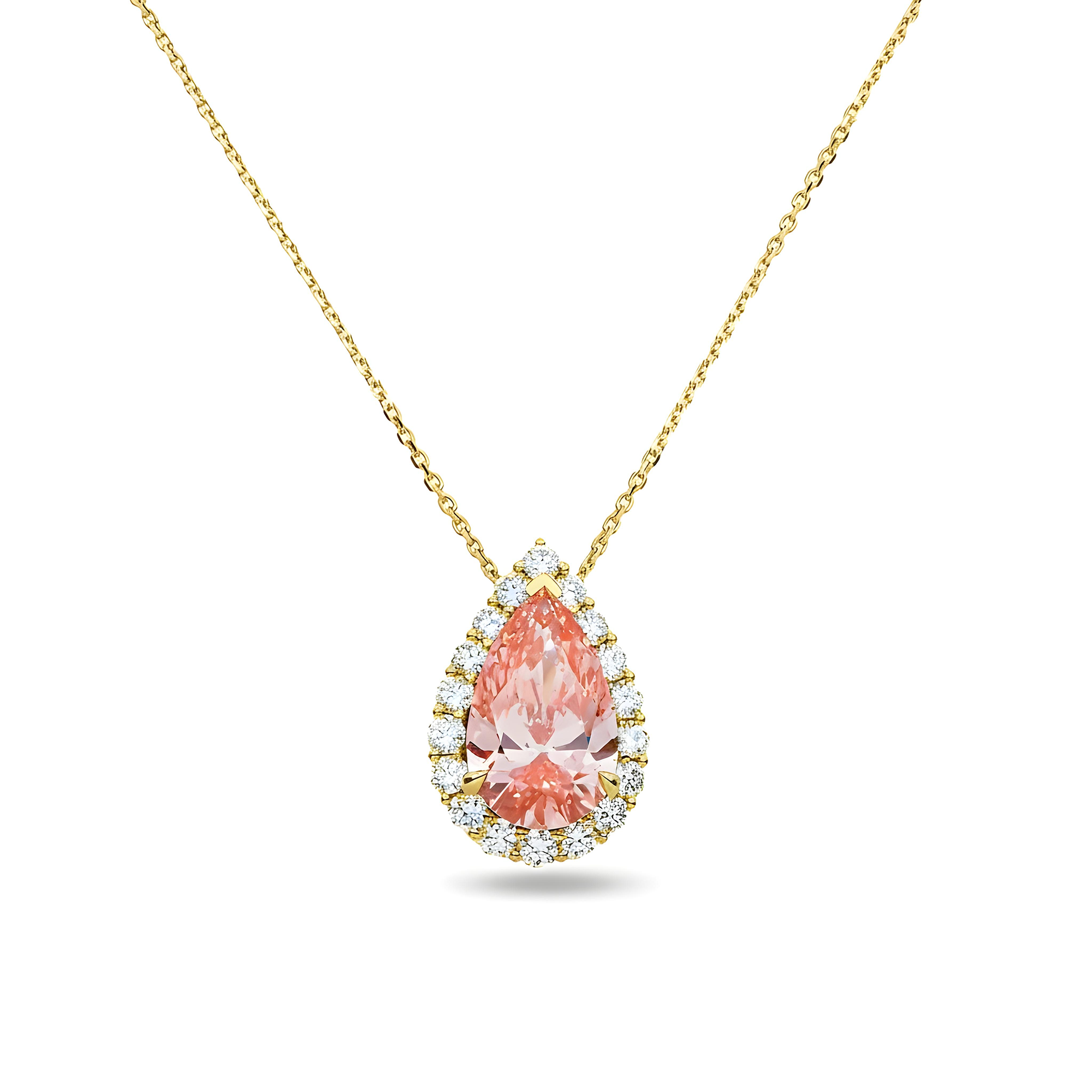IGI 18K White Gold Pear Cut Fancy Vivid Pink Diamond Pendant & Chain Necklace 6.13ct