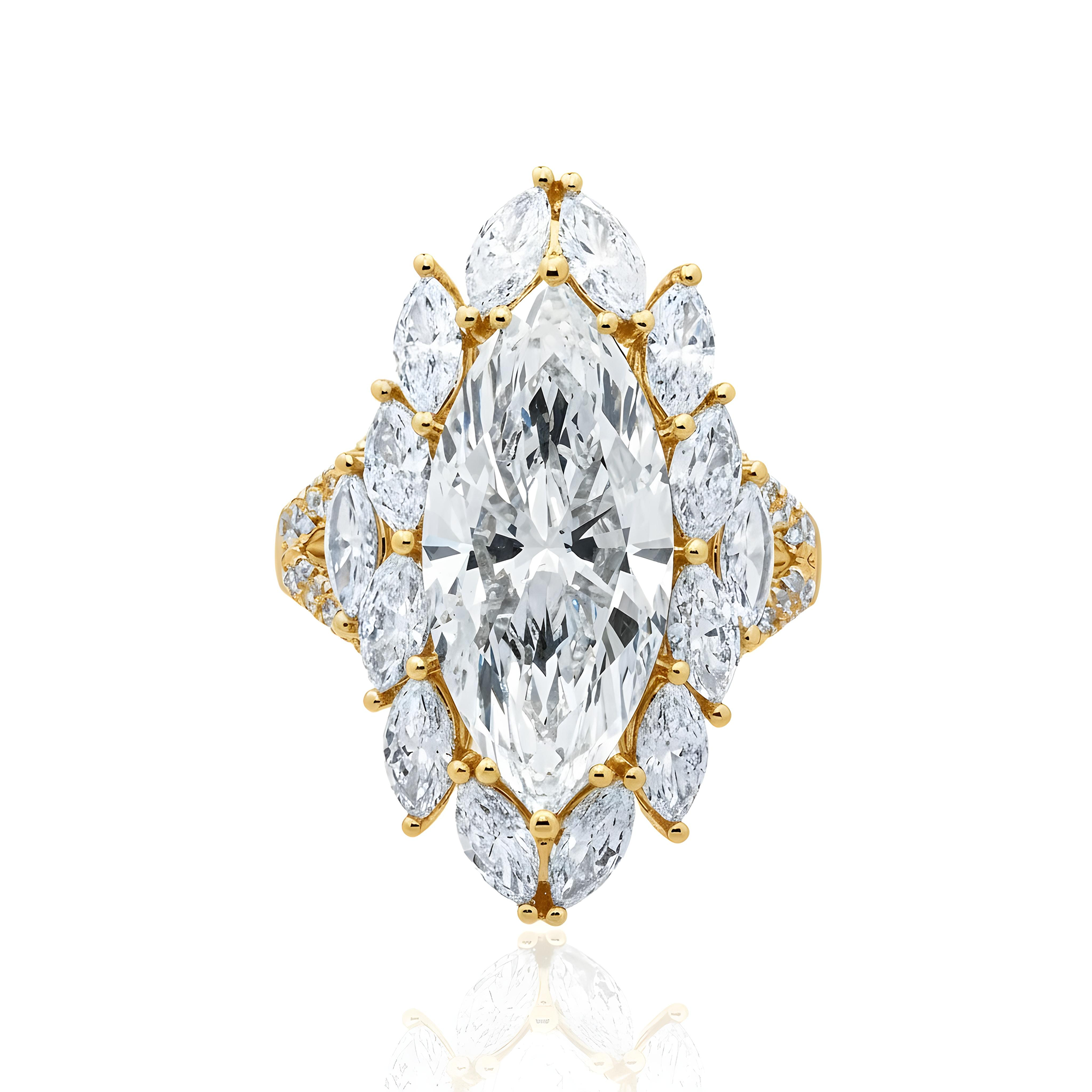 The Empress - 18K White Gold Marquise Cut Diamond Ring 7.84ctw