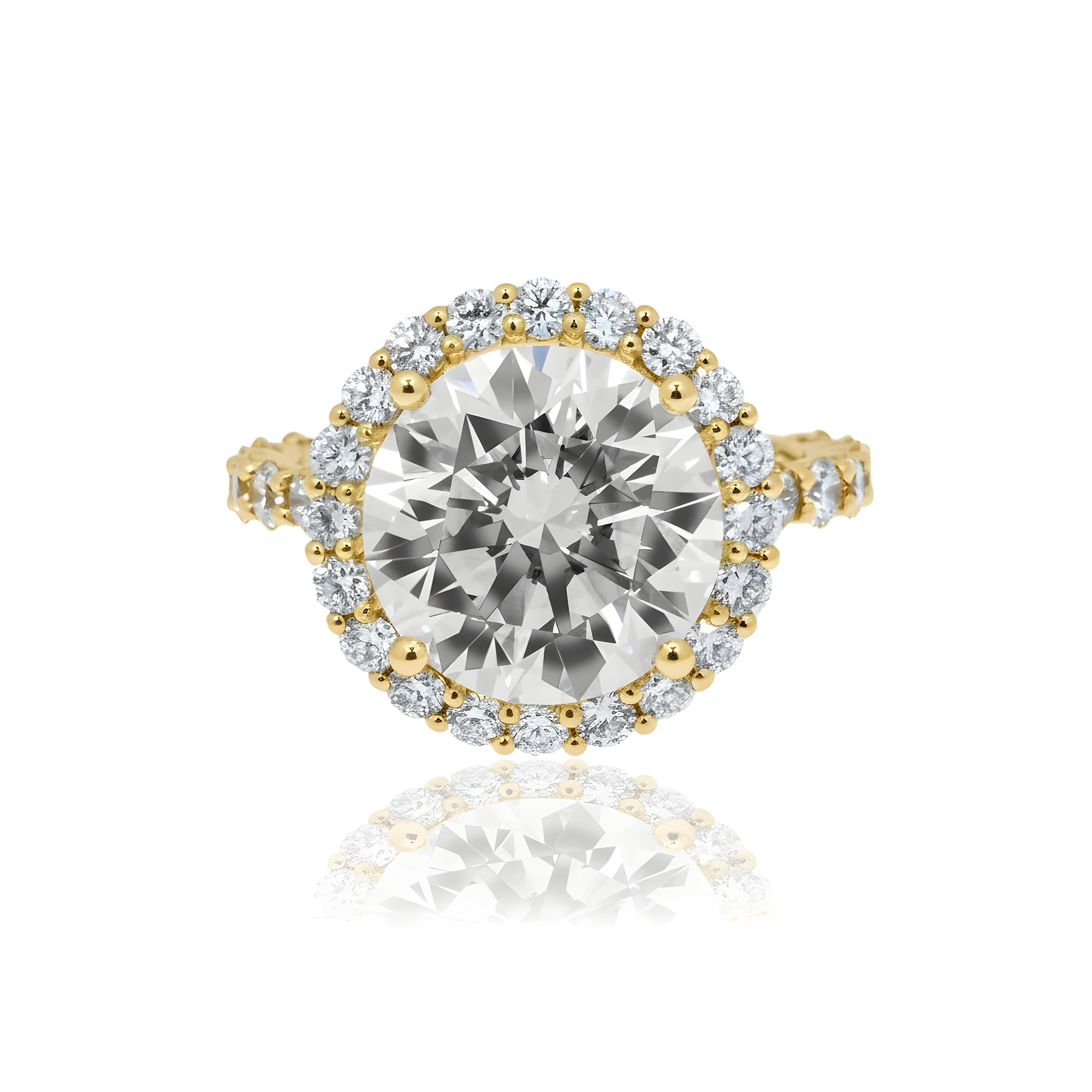 18K White Gold 5.11ct Round Cut Diamond Engagement Ring 6.67ctw