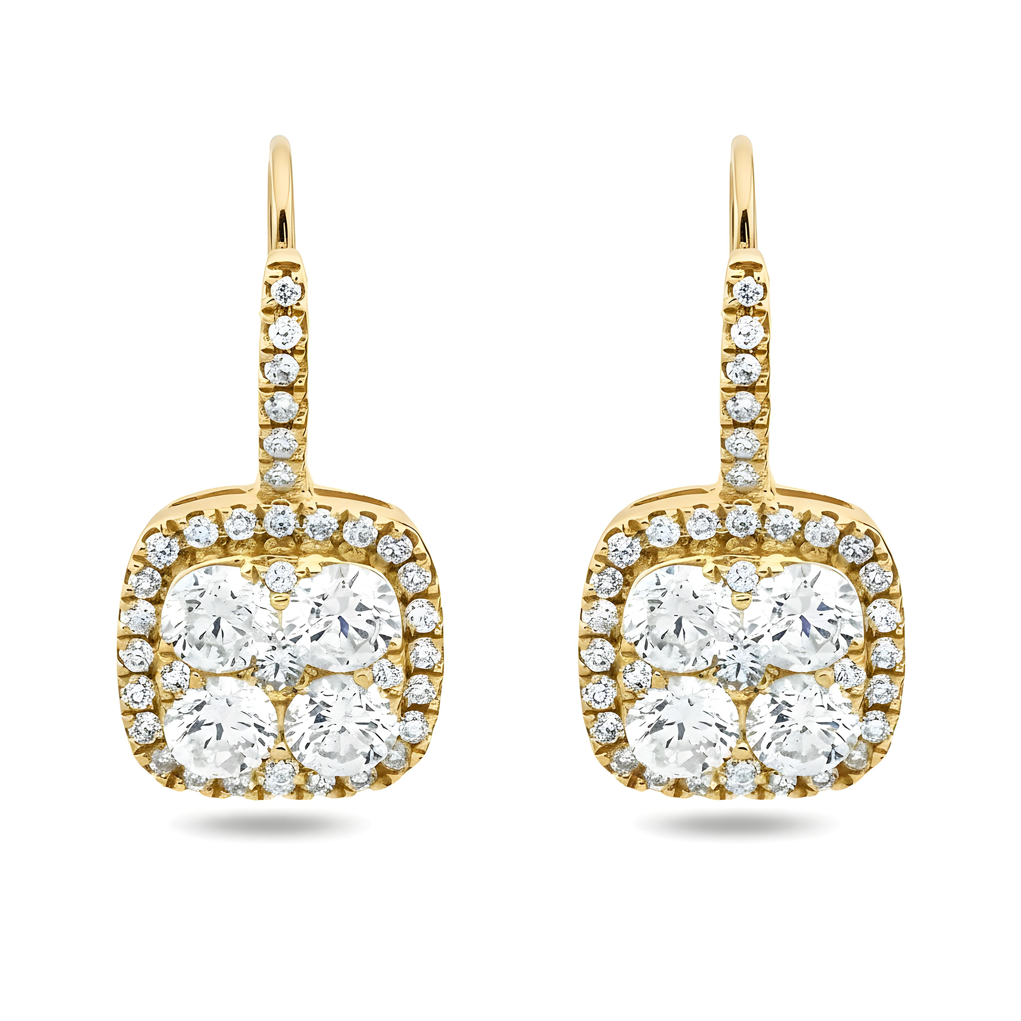 18K White Gold Round Diamond Drop Earrings 1.76ctw