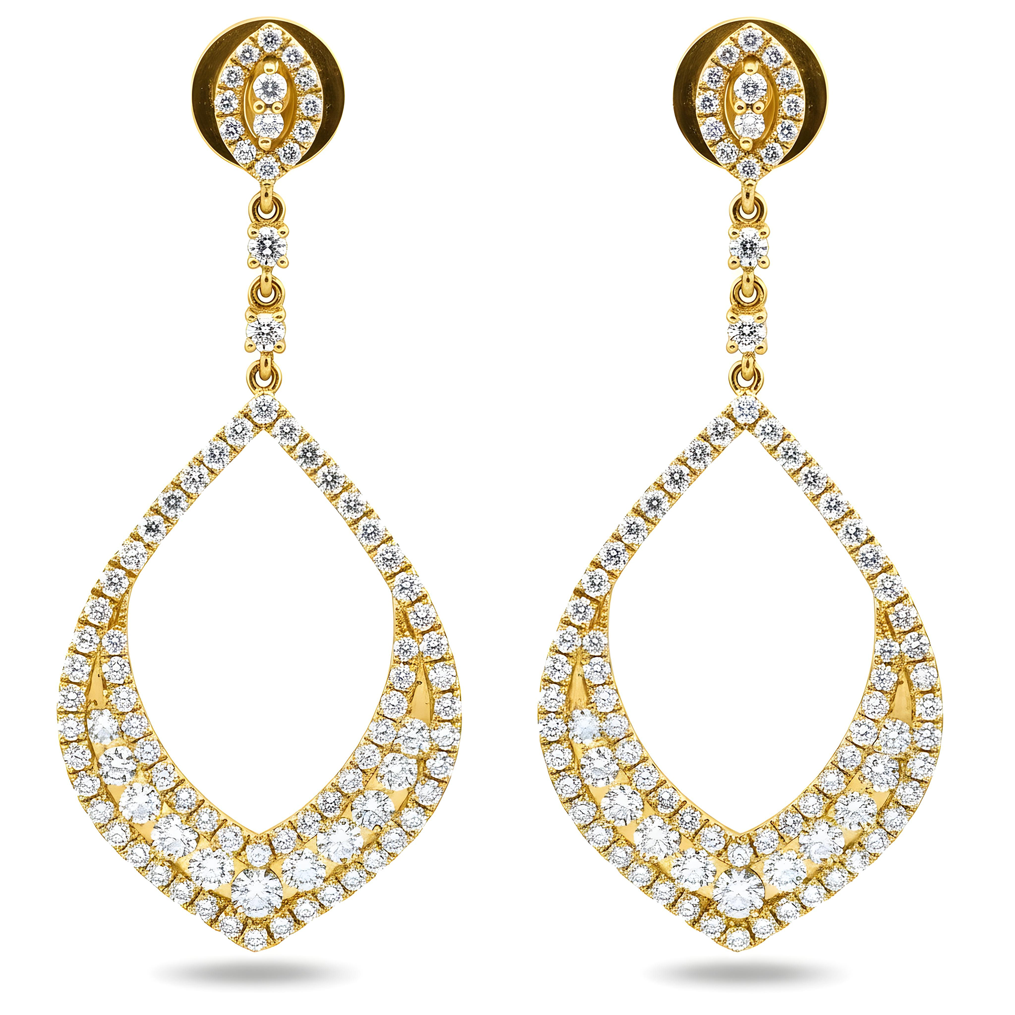 18K White Gold Round Diamond Open Drop Earrings 4.60ctw