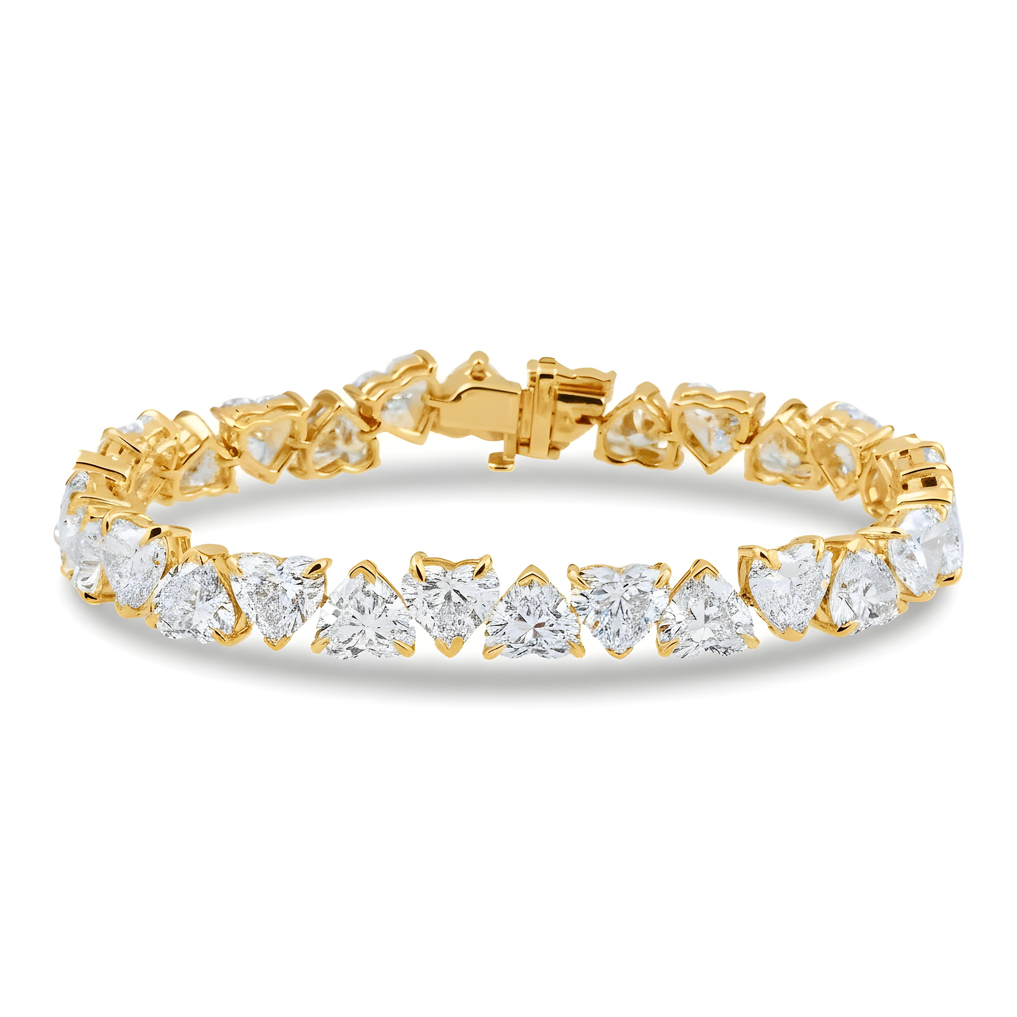 14K White Gold Heart Diamond Bracelet 28.72ct