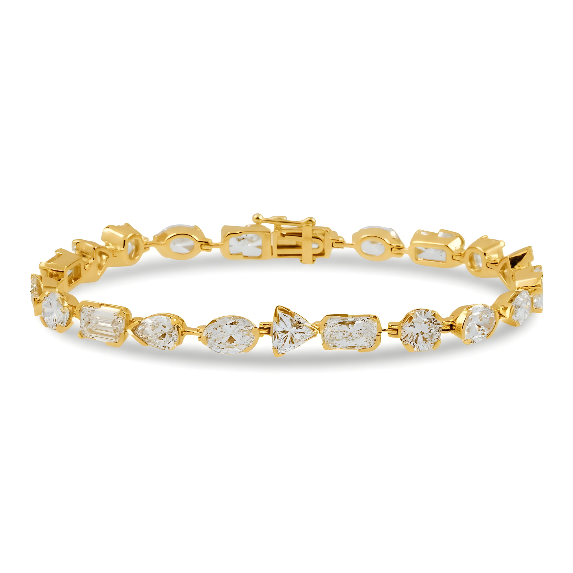 14K White Gold Multi Cut Diamond Satellite Bracelet 17.04ct