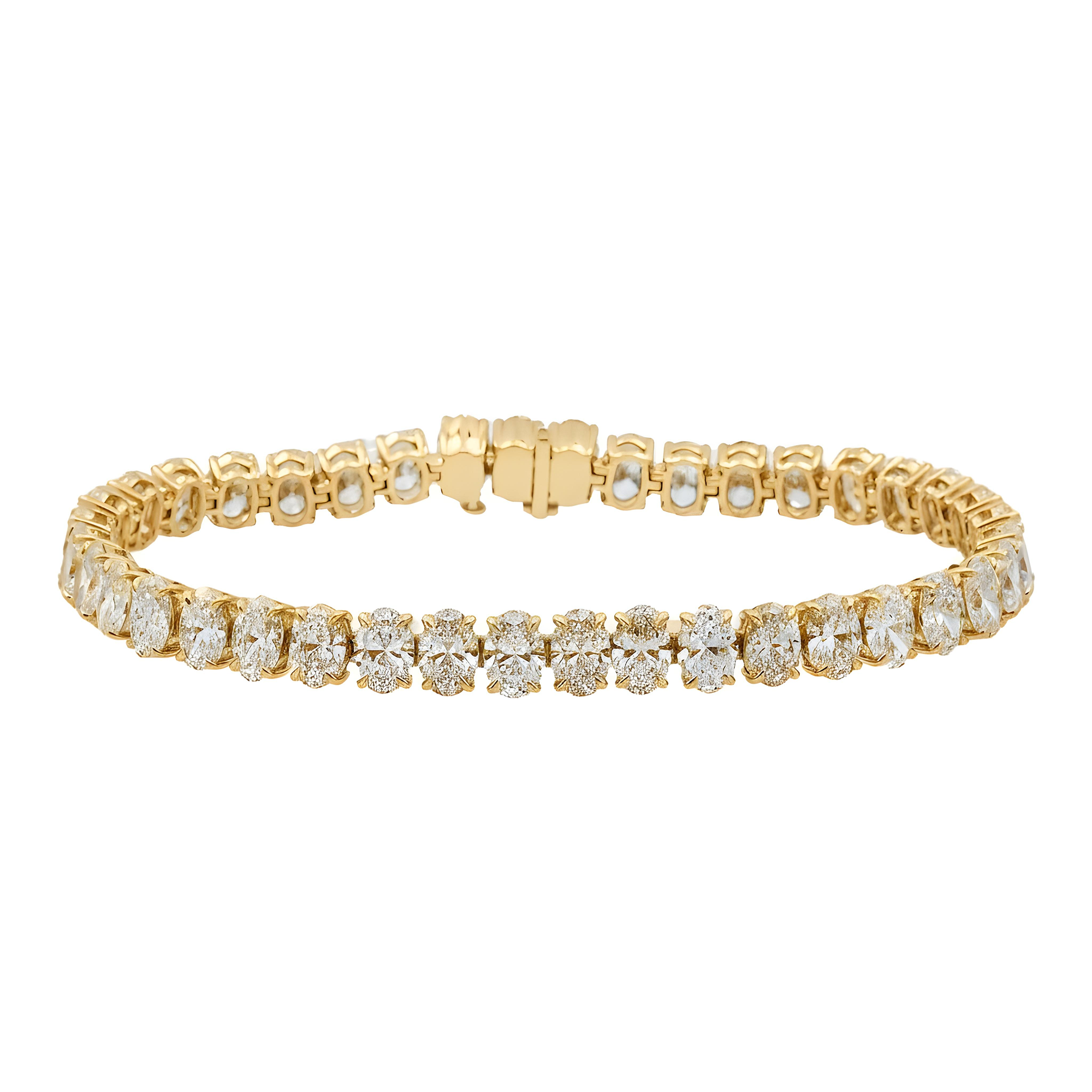 14K White Gold Oval Cut Diamond Tennis Bracelet 17.94ct