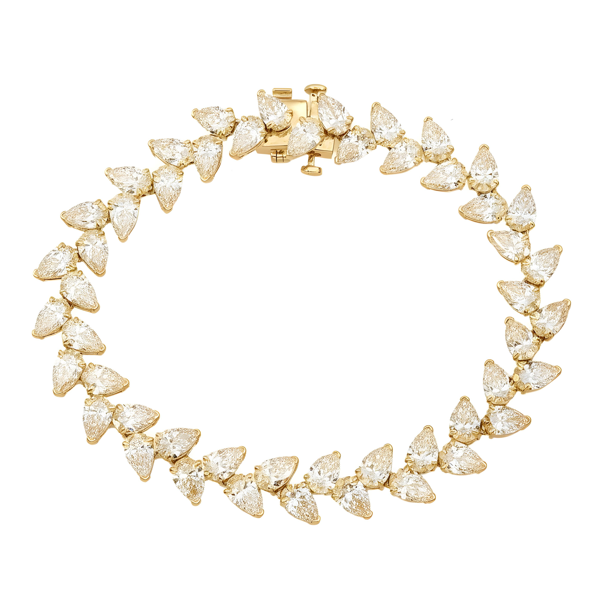 14K White Gold Pear Cut Diamond Bracelet 17.38ct