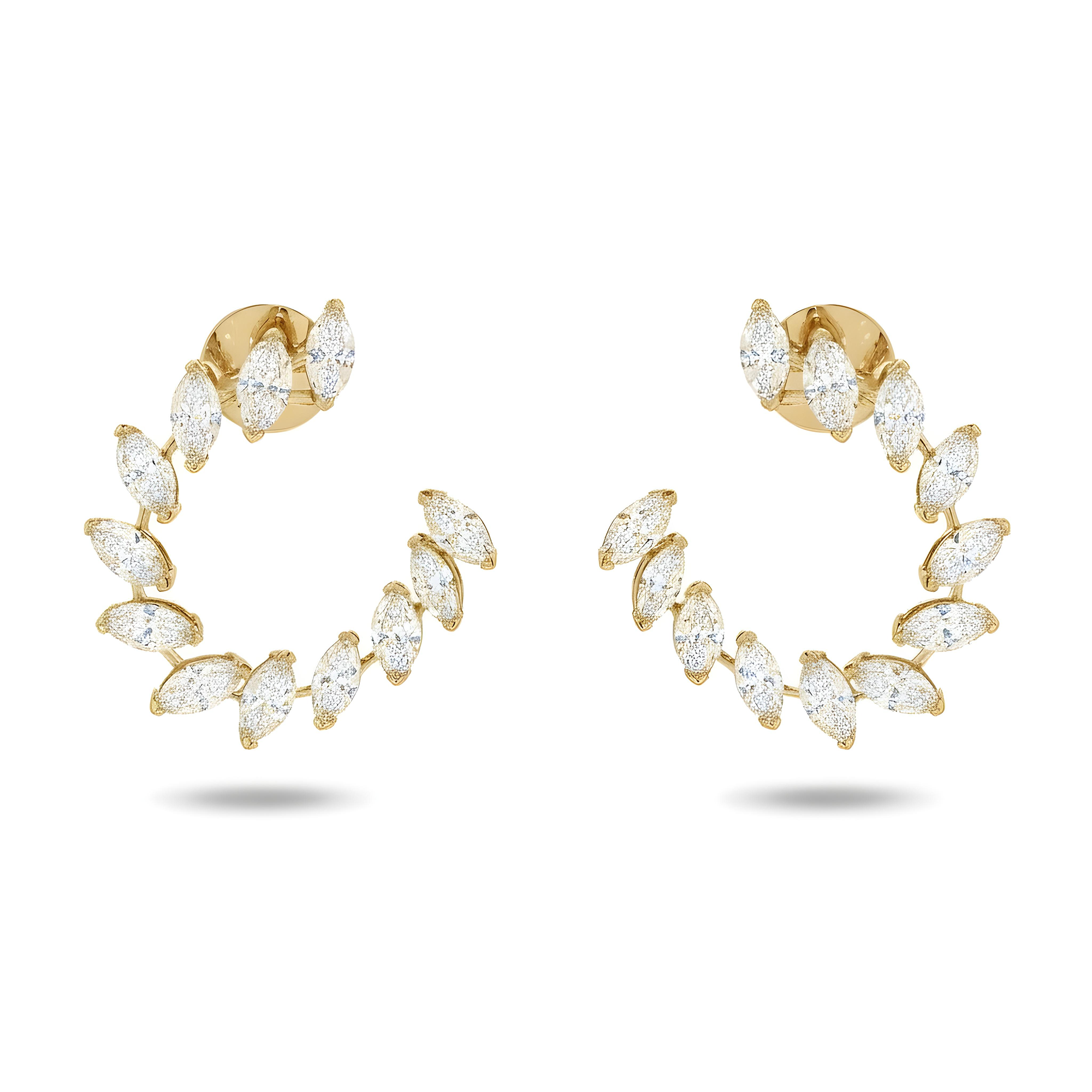 14K White Gold Marquise Cut Diamond Open Hoop Earrings 5.92ctw