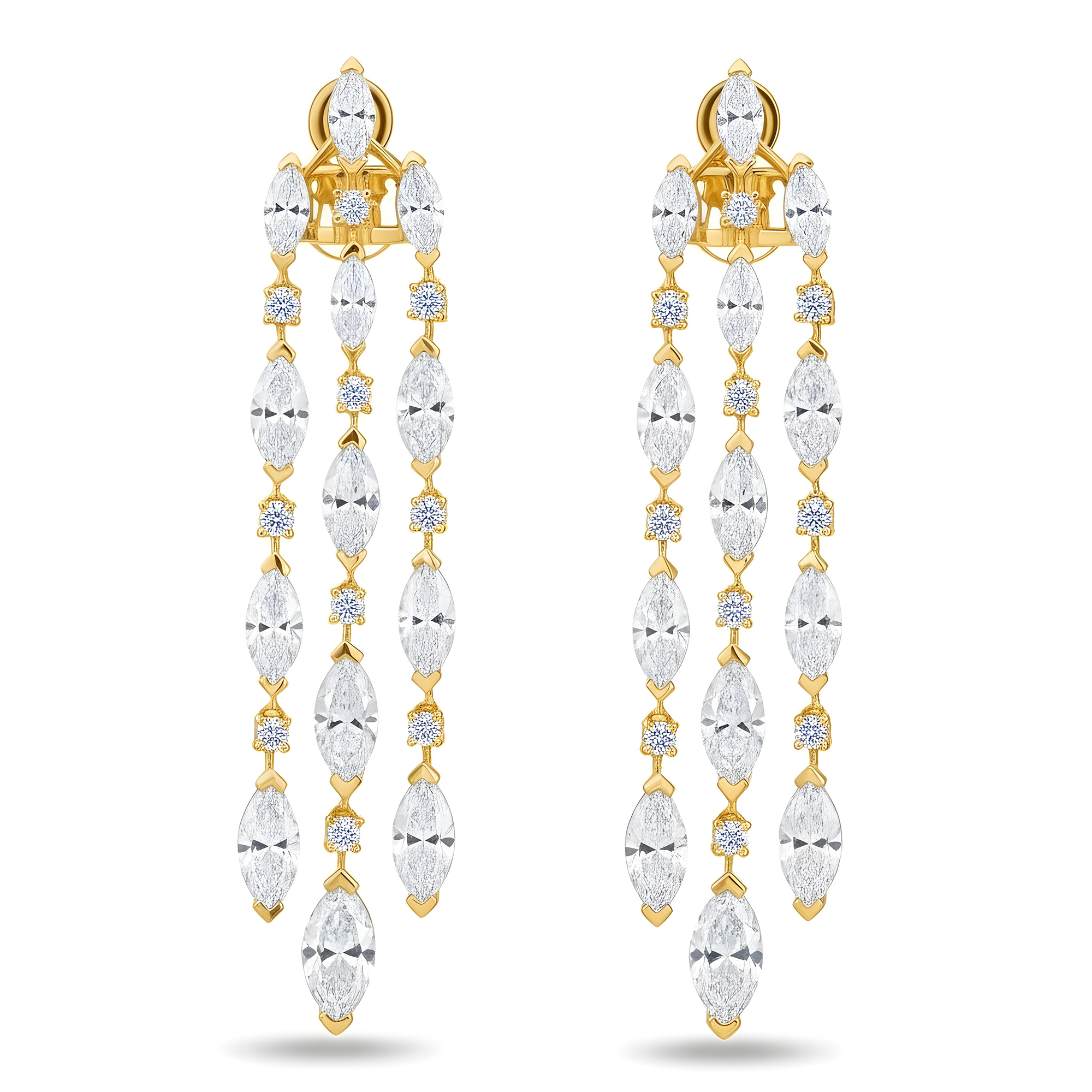14K White Gold Marquise Cut Diamond Drop Earrings 12.75ctw