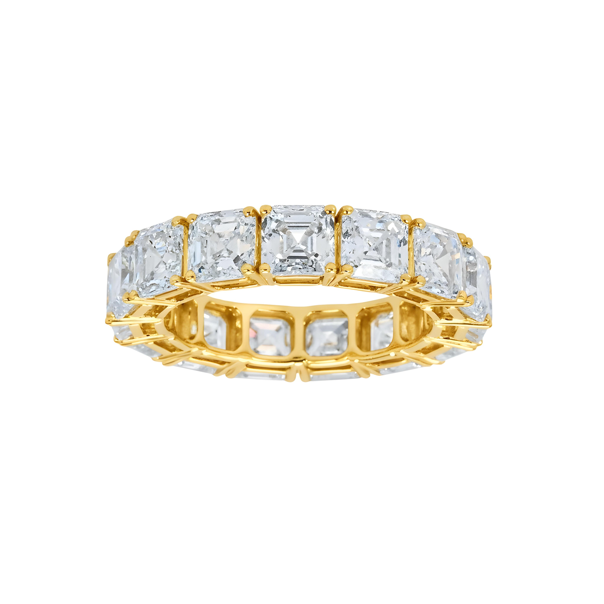 14K White Gold Asscher Cut Diamond Eternity Ring 8.08ct (size 6.25)