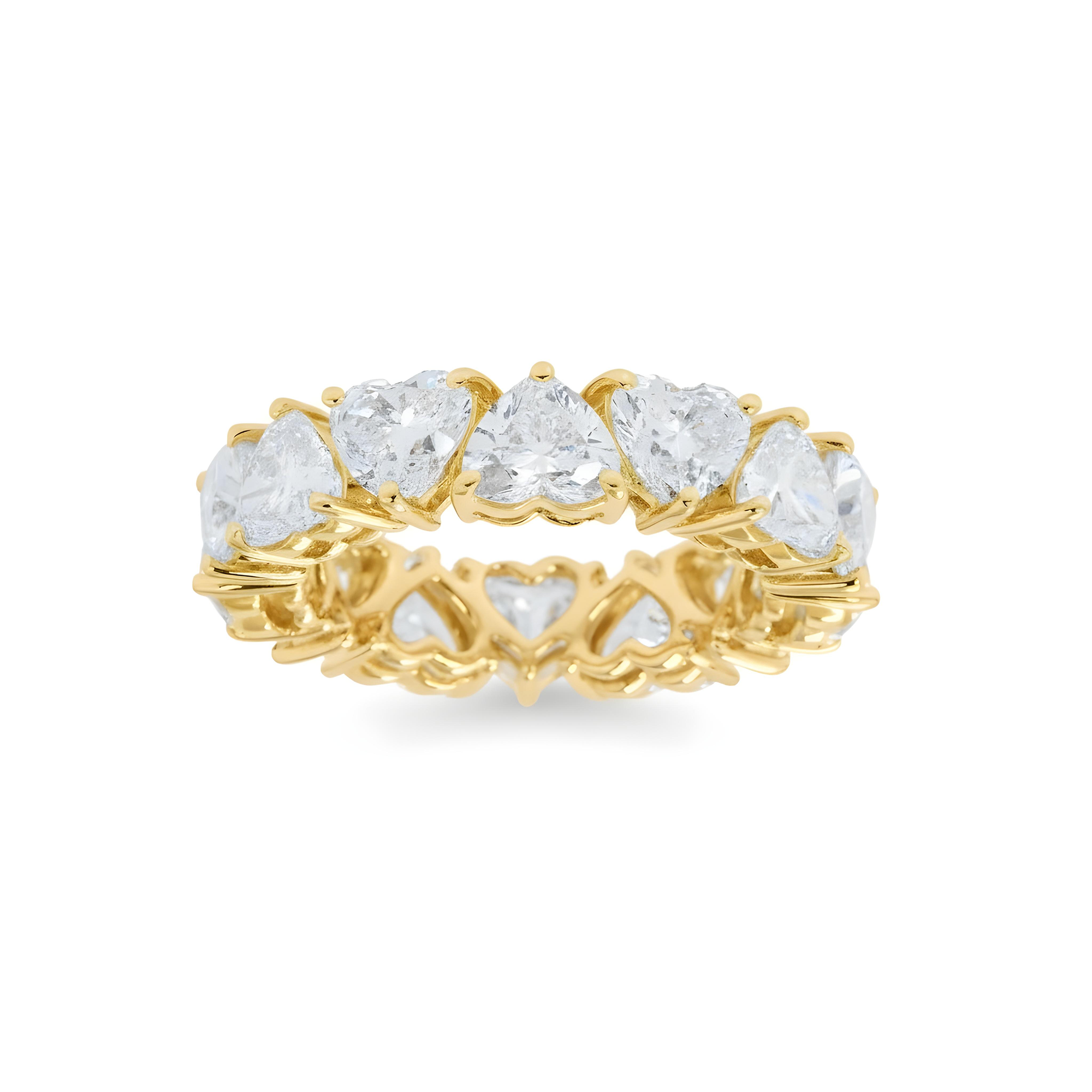 14K White Gold Heart Cut Diamond Eternity Ring 7.18ct (size 6-8)
