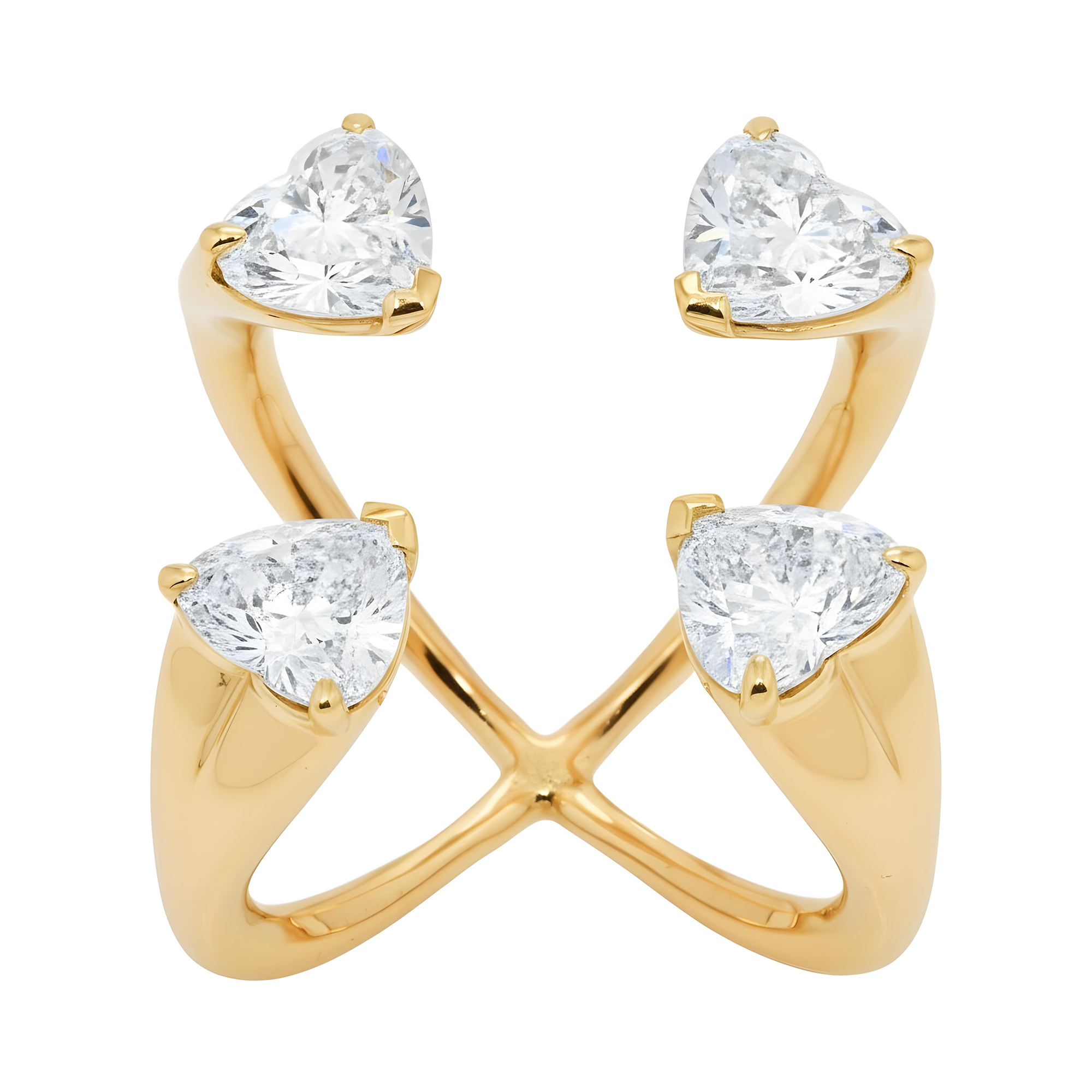 14K White Gold Heart Cut Floating Diamond Ring 4.14ct