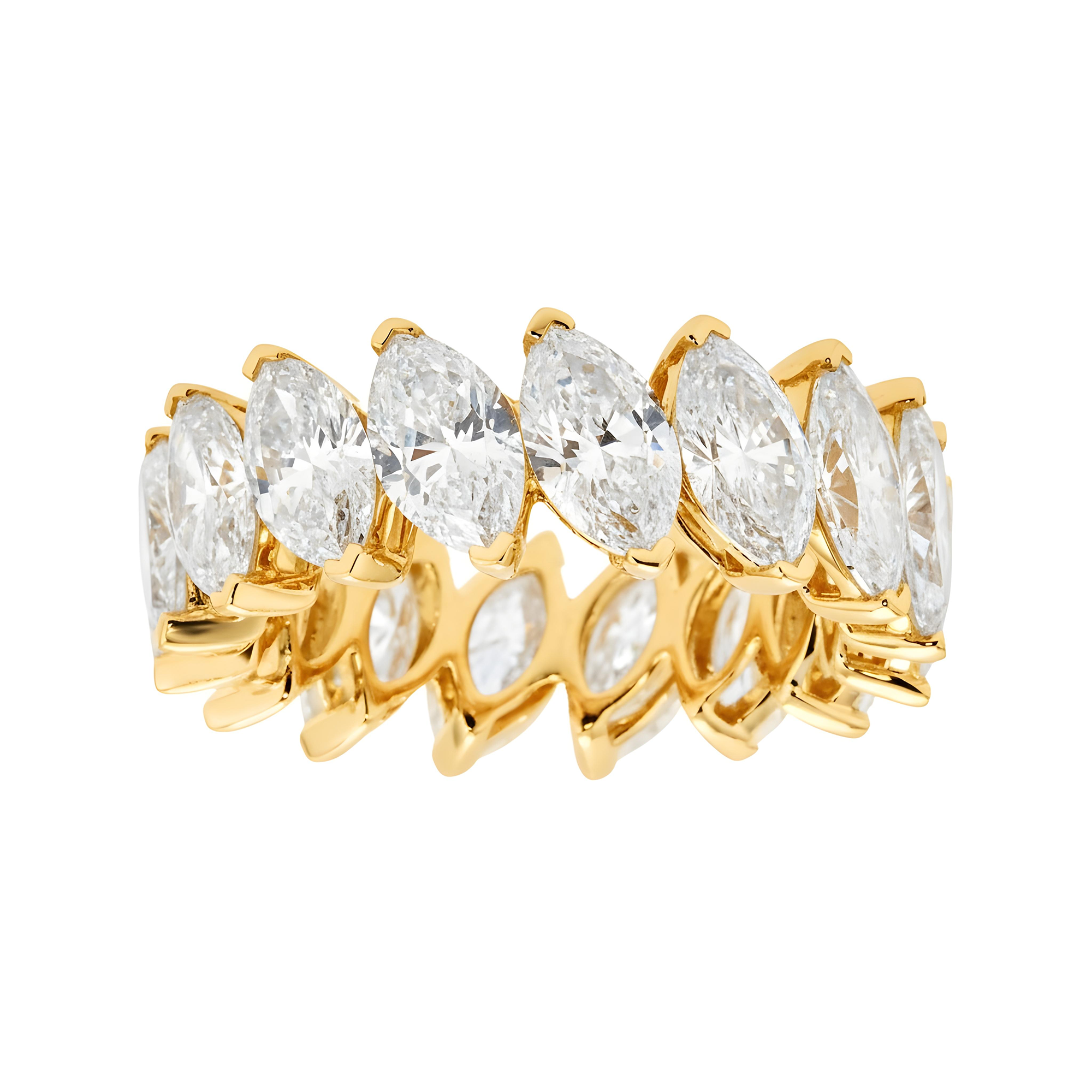 14K White Gold Marquise Cut Diamond Eternity Ring 8.21ct (size 6.75)