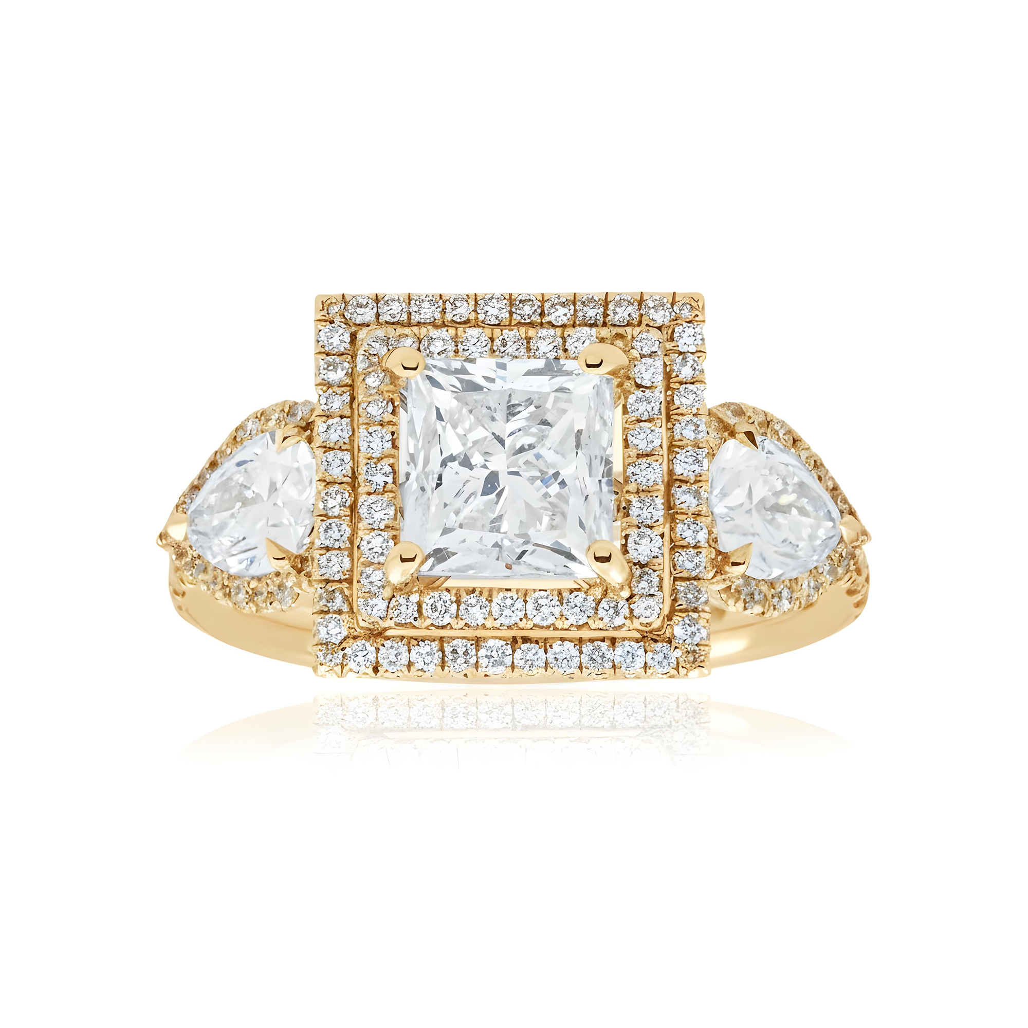 18K White Gold 1.50ct Princess Diamond Engagement Ring 3.45ctw