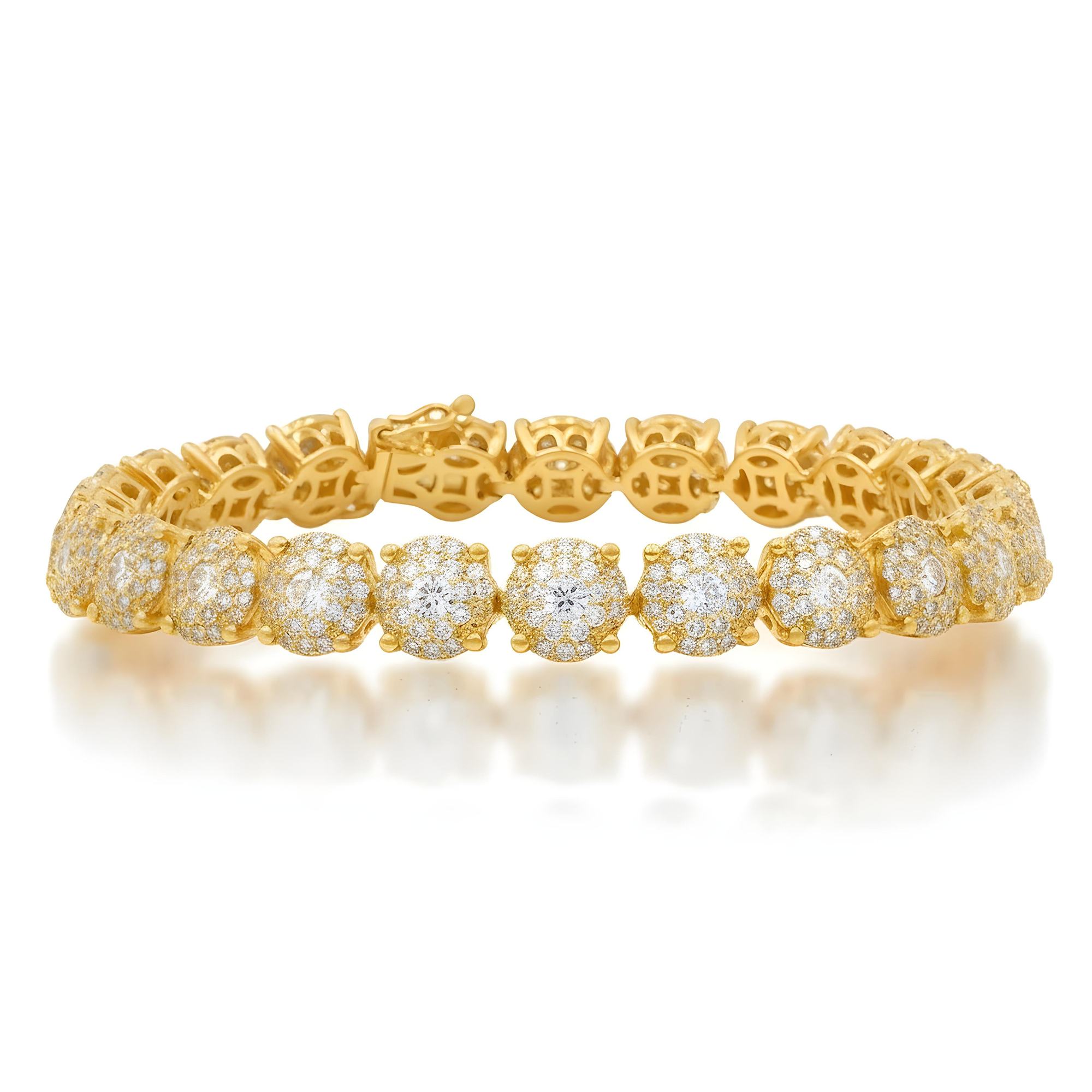 14K White Gold Round Cluster Diamond Bracelet 6.50ct