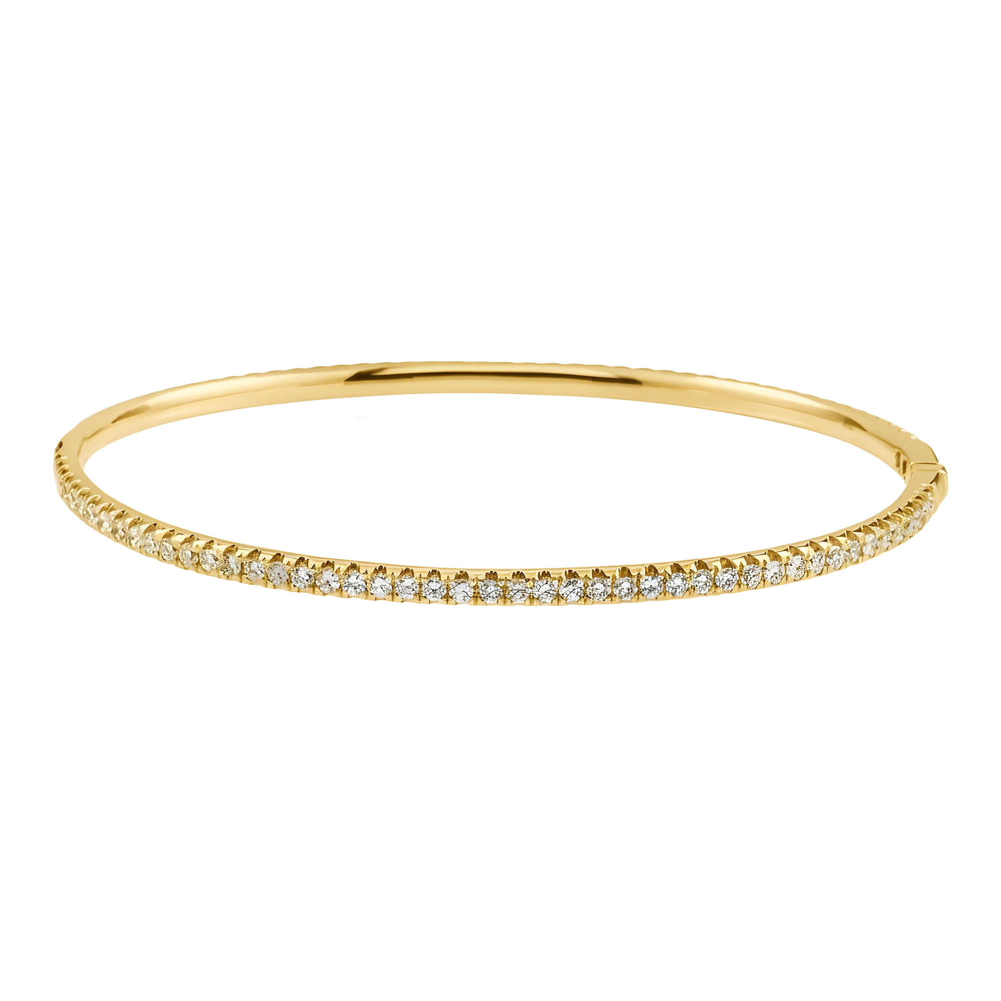 14K White Gold Round Diamond Bangle Bracelet 2.15ct