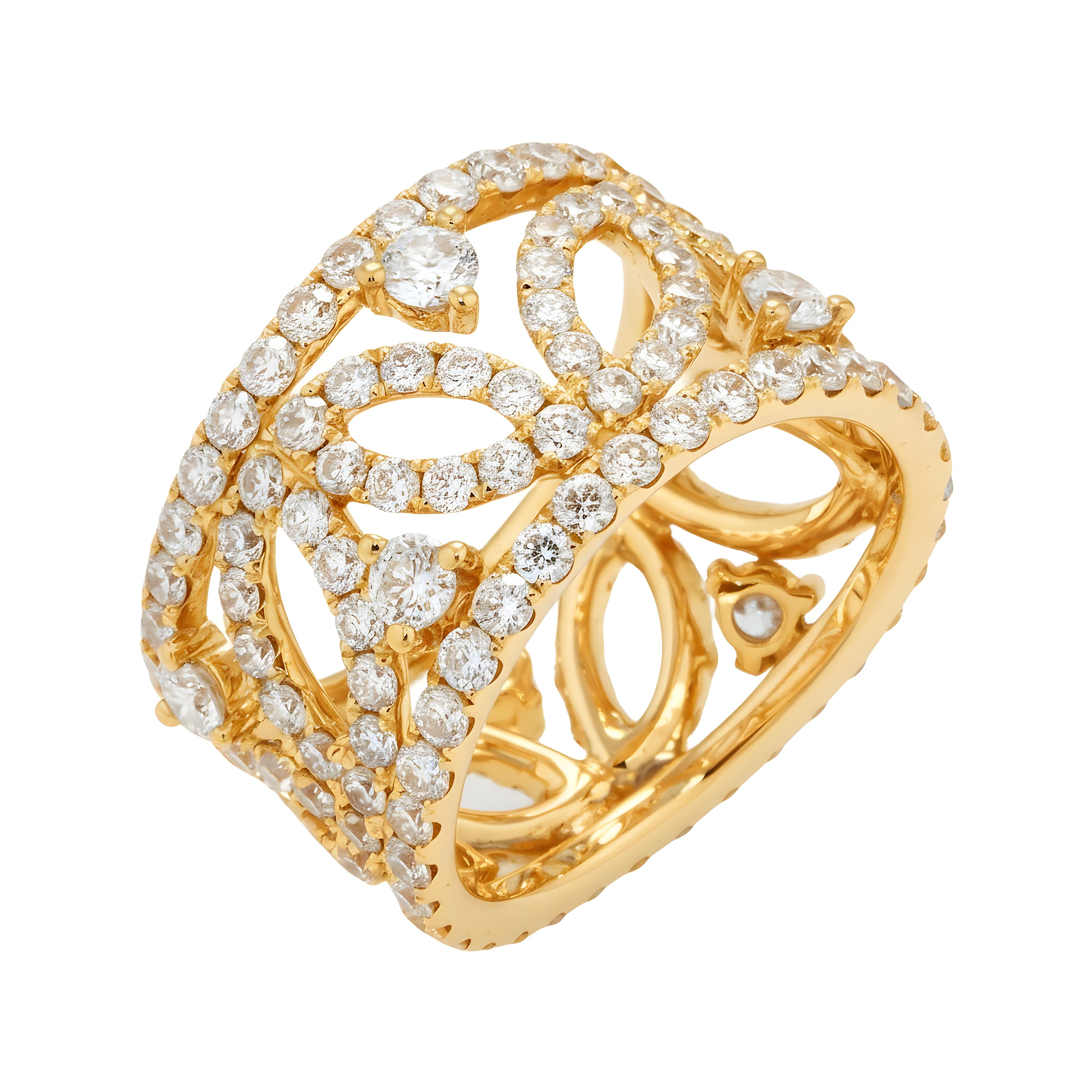 18K White Gold Petal Row Diamond Eternity Ring 4.47ct
