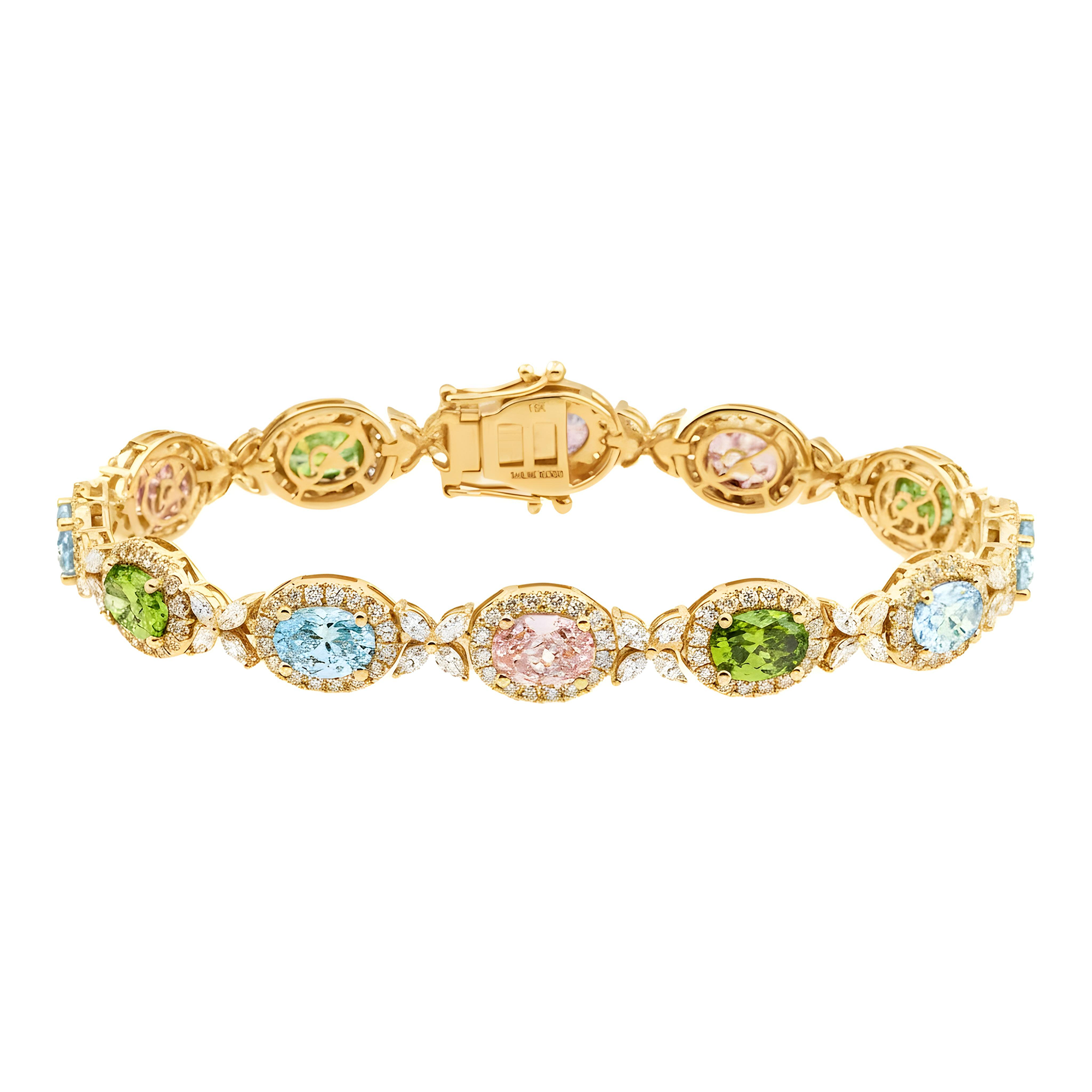 18K White Gold Multi Cut Fancy Color Diamond Bracelet 12.23ct