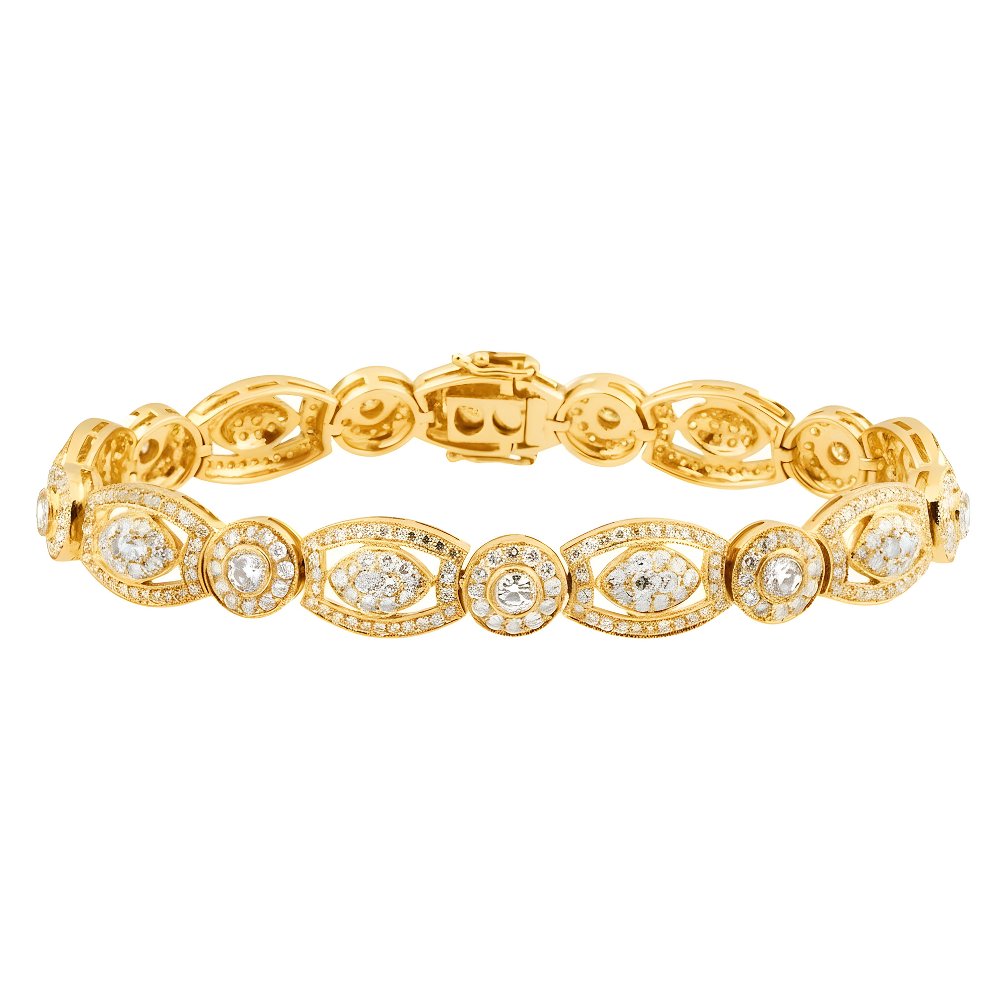 18K White Gold Round Art Deco Diamond Bracelet 4.77ct