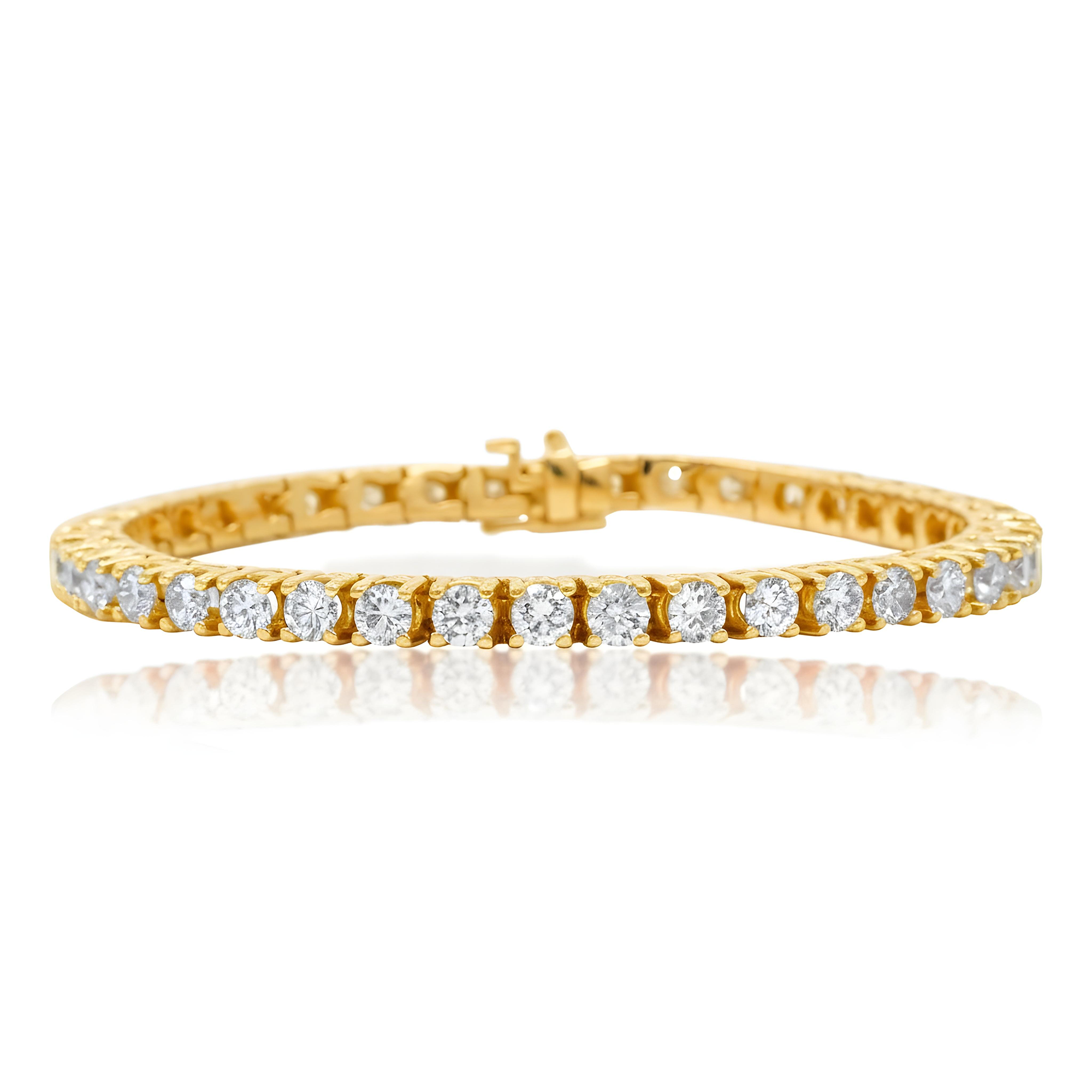 14K Rose Gold Round Diamond Tennis Bracelet 9.78ct