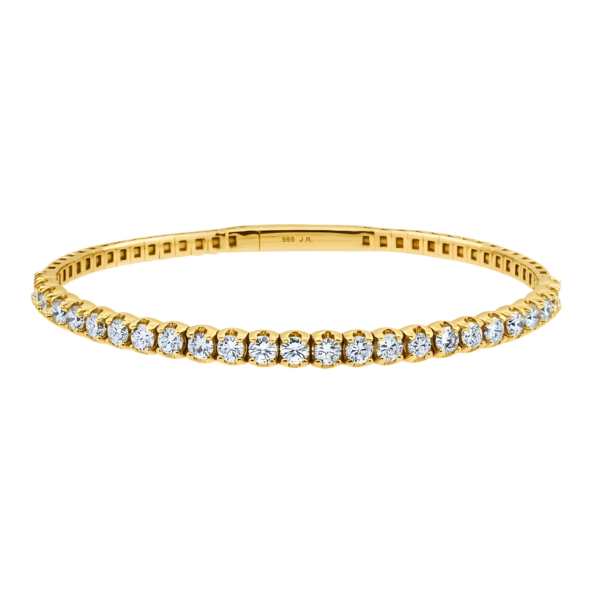 14K White Gold Round Diamond Bangle Bracelet 10.40ct