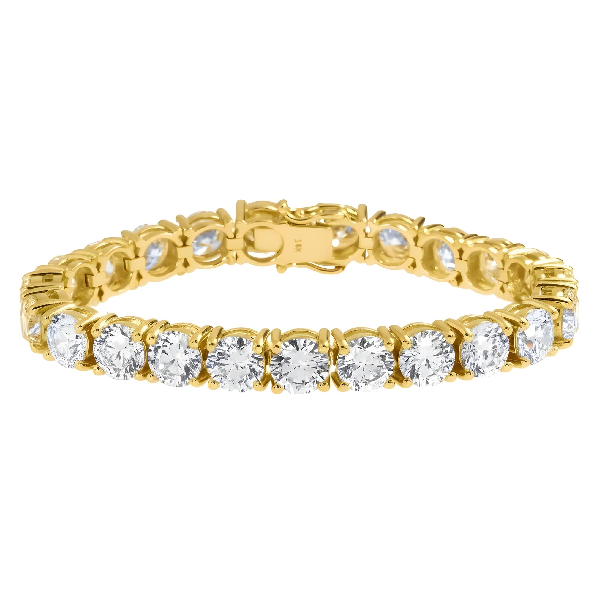 14K White Gold Round Diamond Tennis Bracelet 34.65ct