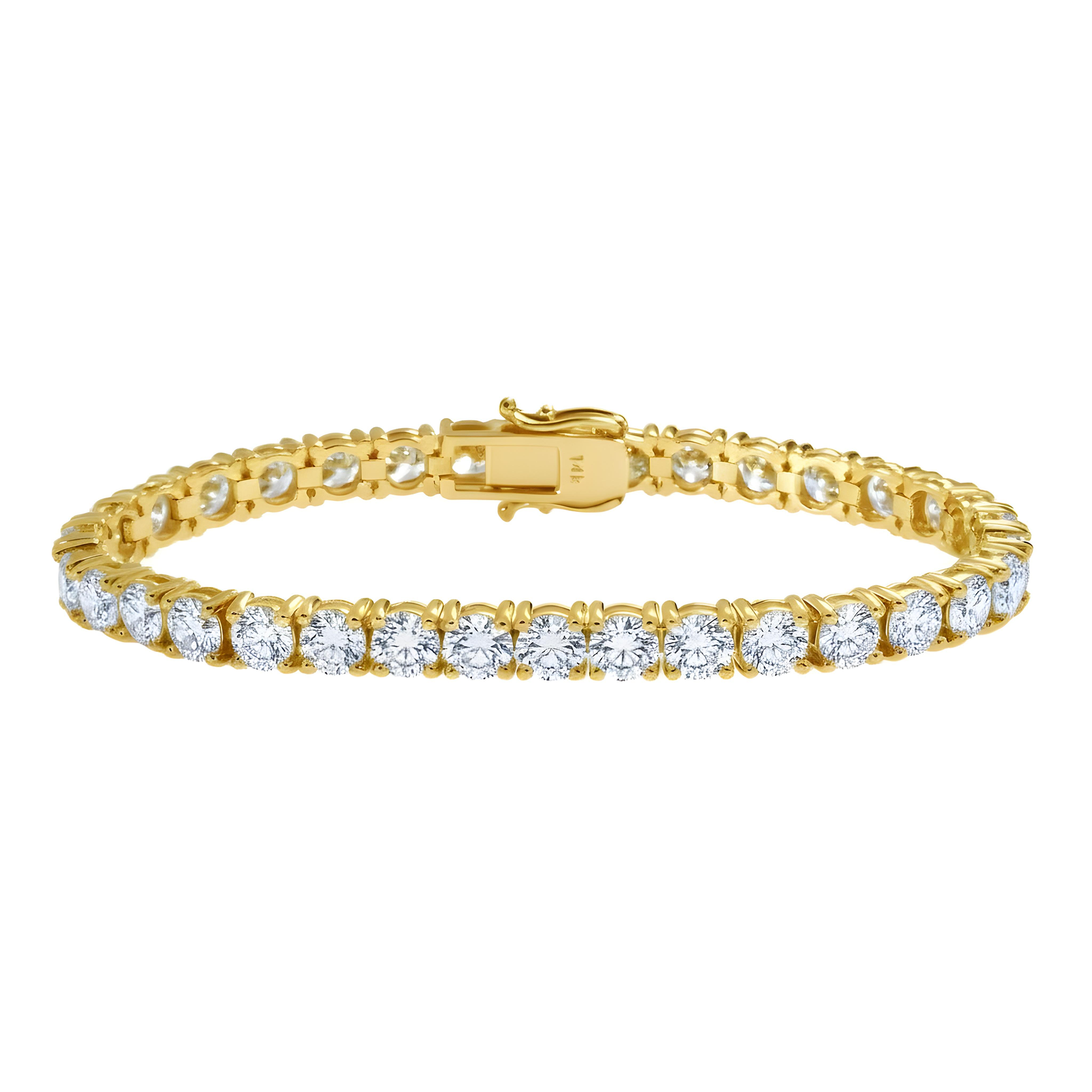 14K White Gold Round Diamond Tennis Bracelet 14.80ct