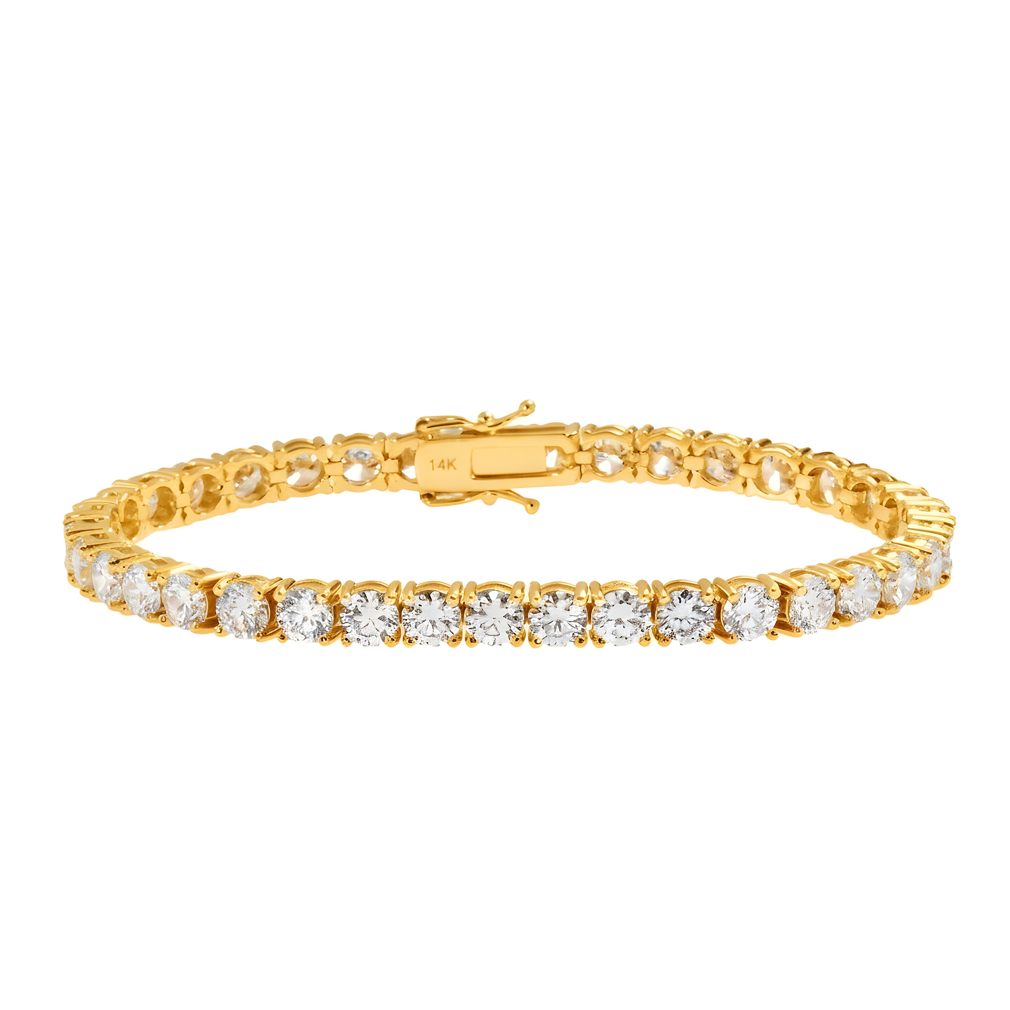 14K White Gold Round Diamond Tennis Bracelet 12.30ct
