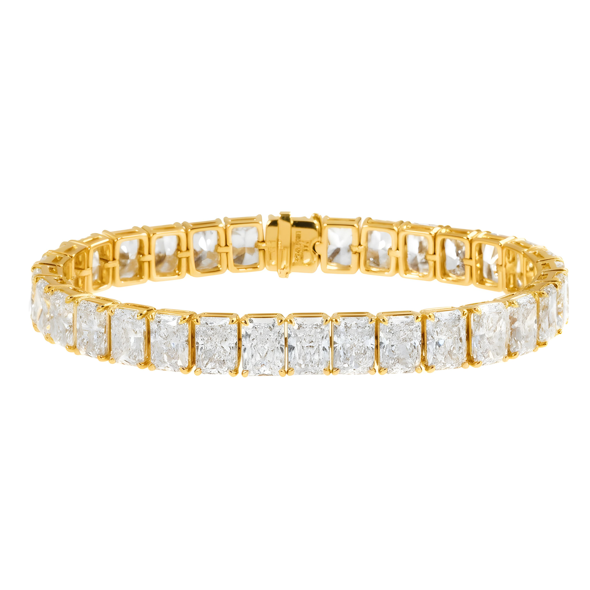 14K White Gold Radiant Cut Diamond Tennis Bracelet 33.09ct