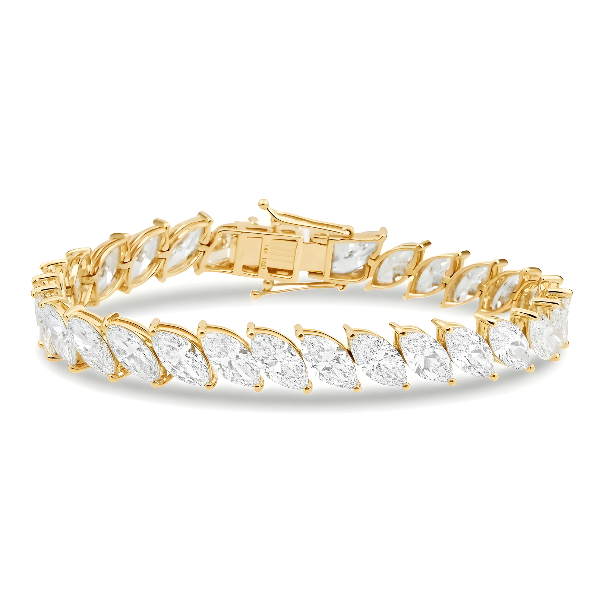 14K White Gold Marquise Cut Diamond Tennis Bracelet 31.0ct
