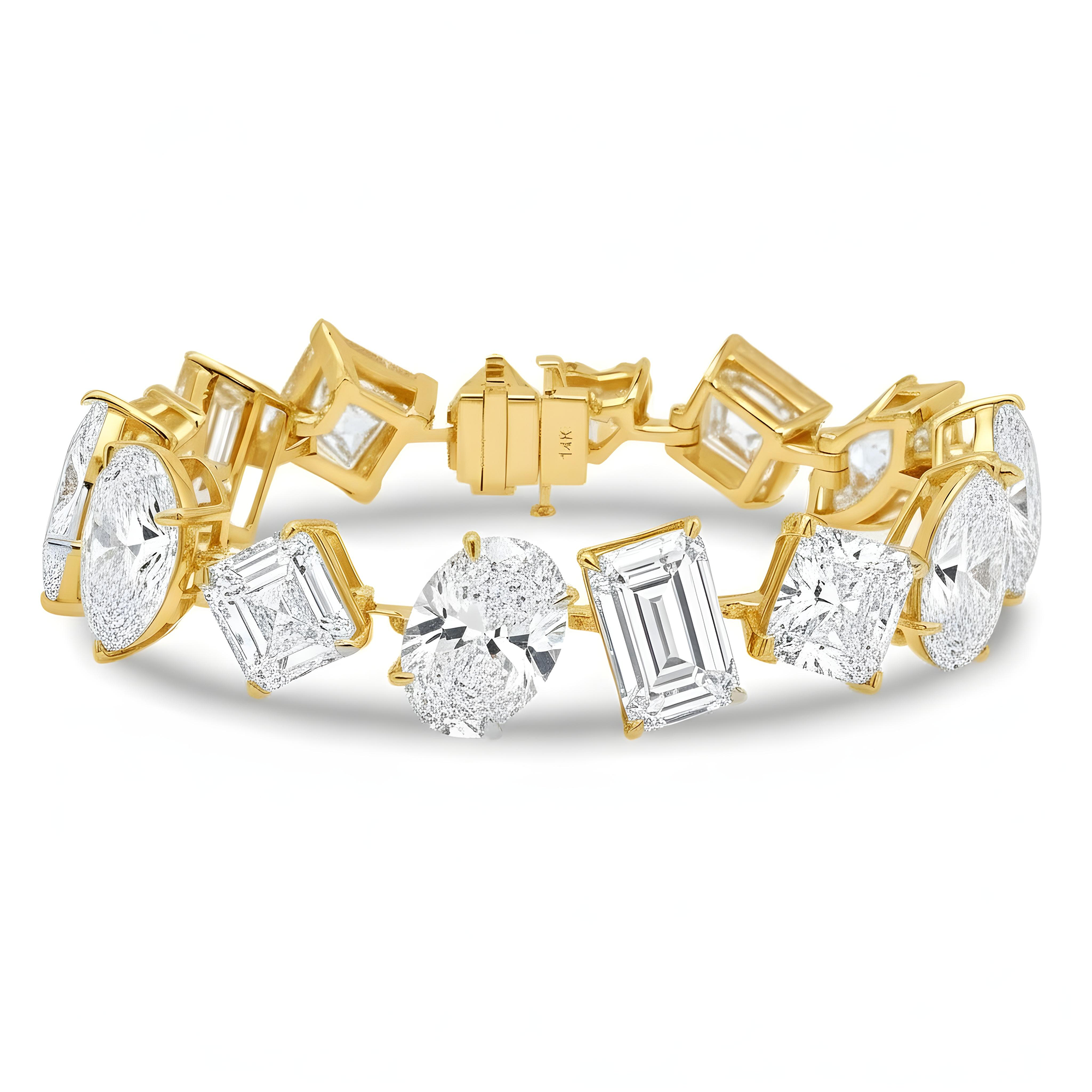 14K White Gold Multi Cut Diamond Eternal Goddess Bracelet 155ct