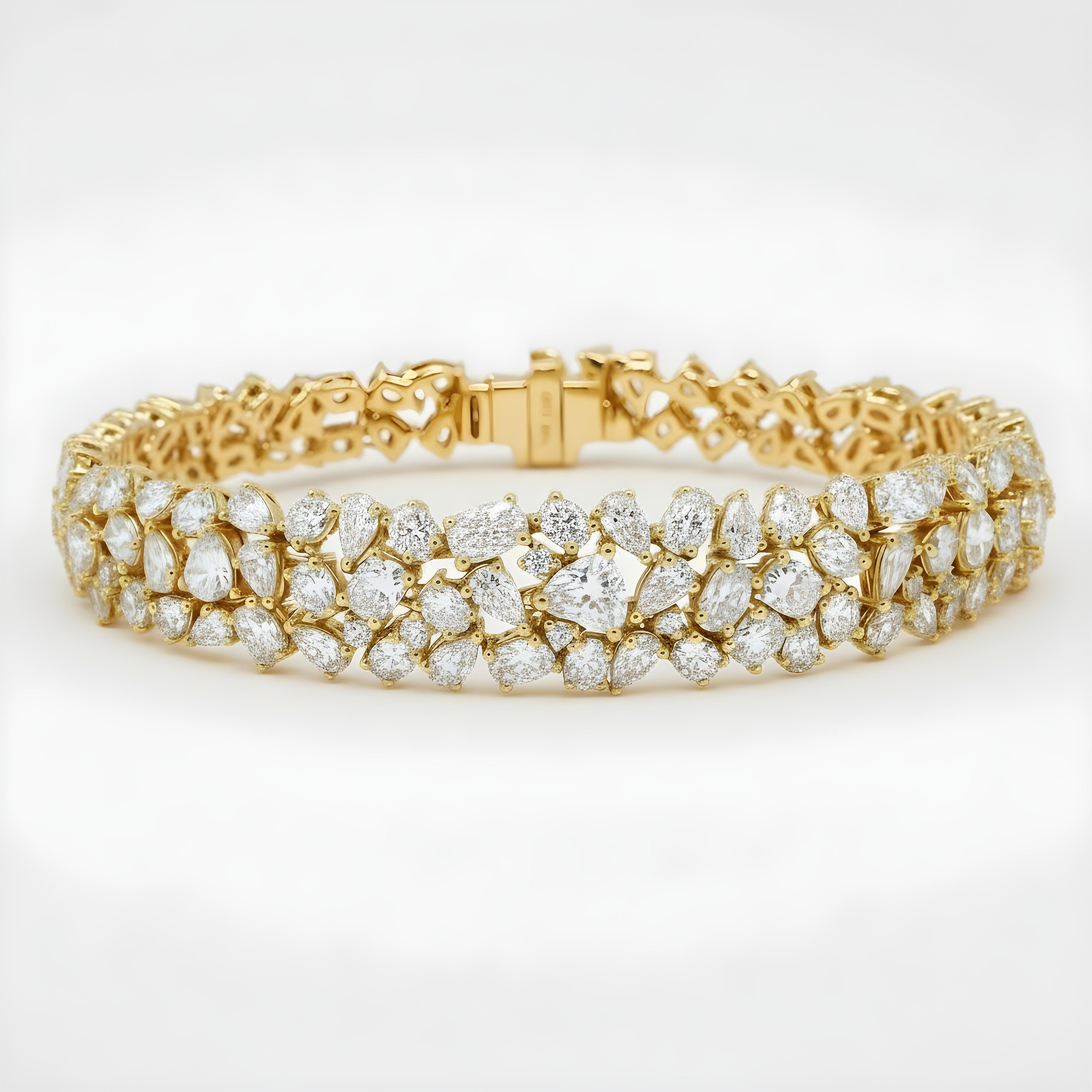 14K White Gold Multi Cut Diamond Bracelet 15.28ct (1 of 3 matching set)