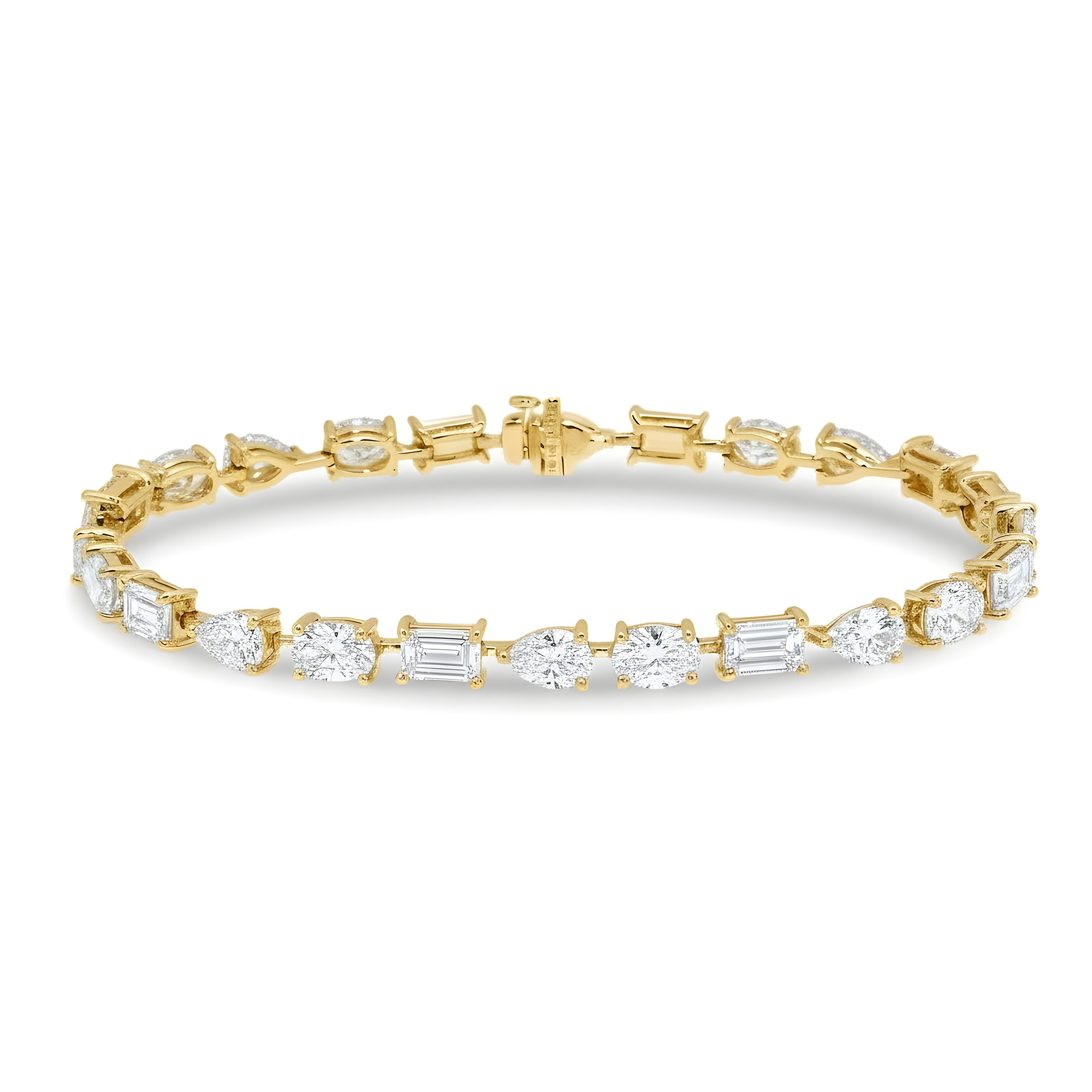 14K White Gold Pear, Oval & Emerald Cut Diamond Satellite Bracelet 11.0ct