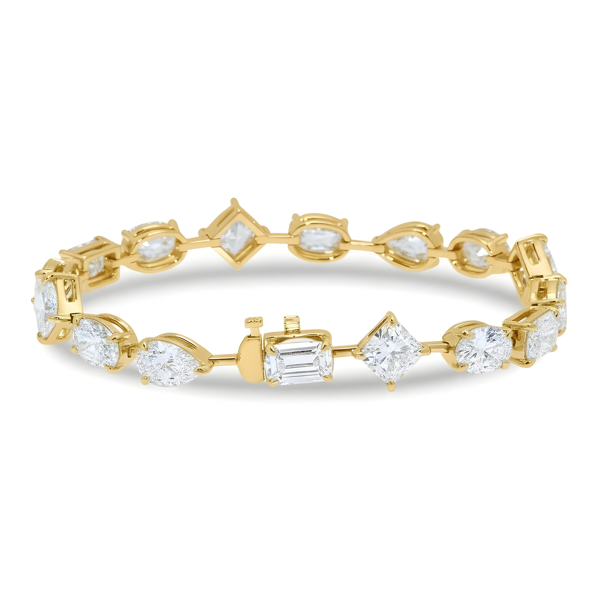 14K White Gold Multi Cut Satellite Diamond Bracelet 20.43ct