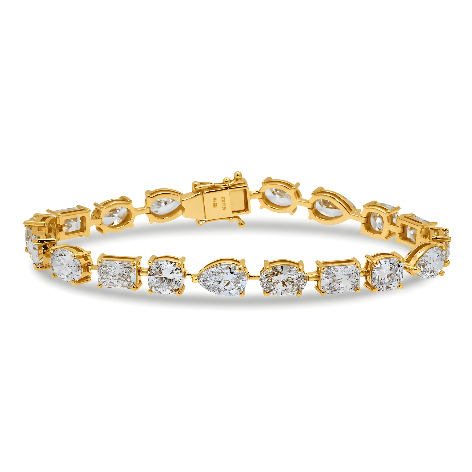 14K White Gold Multi Cut Diamond Satellite Bracelet 20.21ct