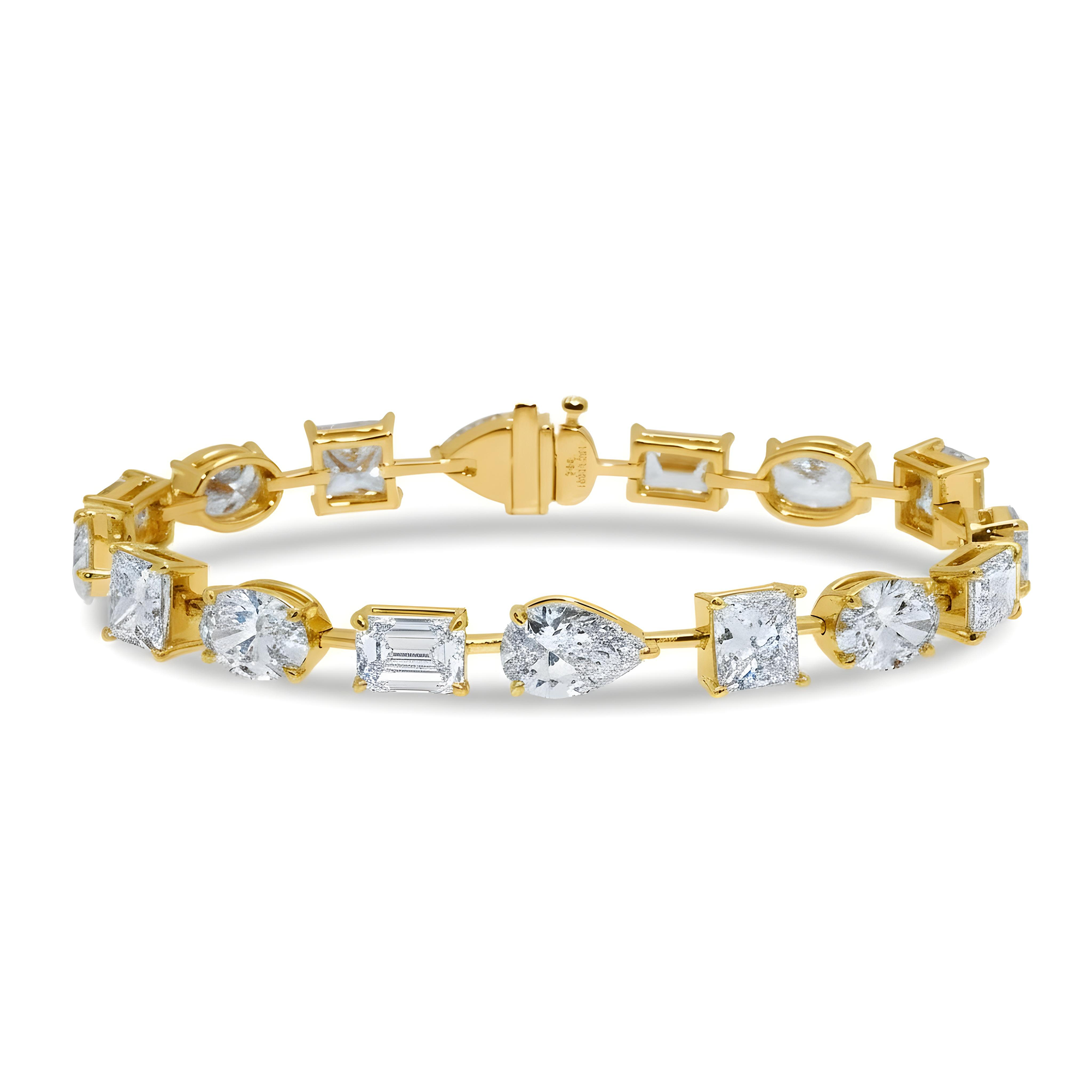 14K White Gold Multi Cut Diamond Bracelet 25.05ct