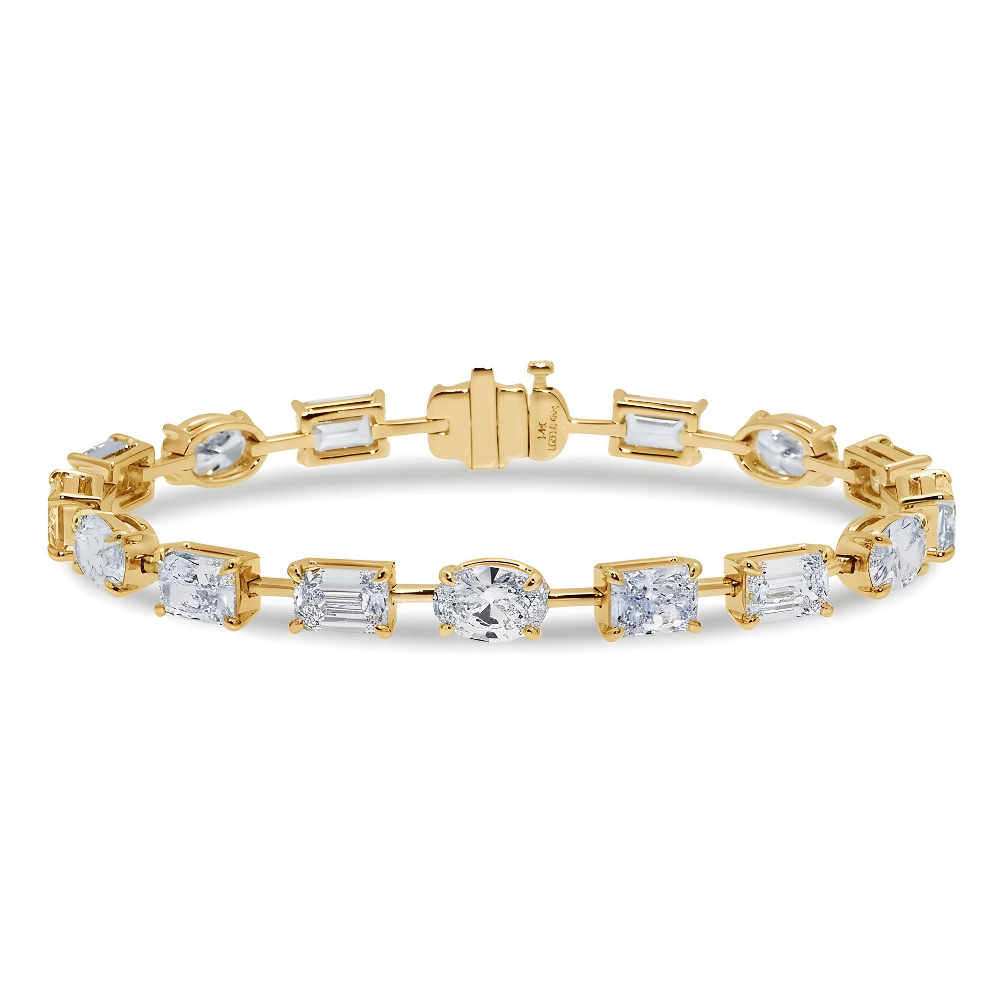 14K White Gold Multi Cut Diamond Satellite Bracelet 16.46ct