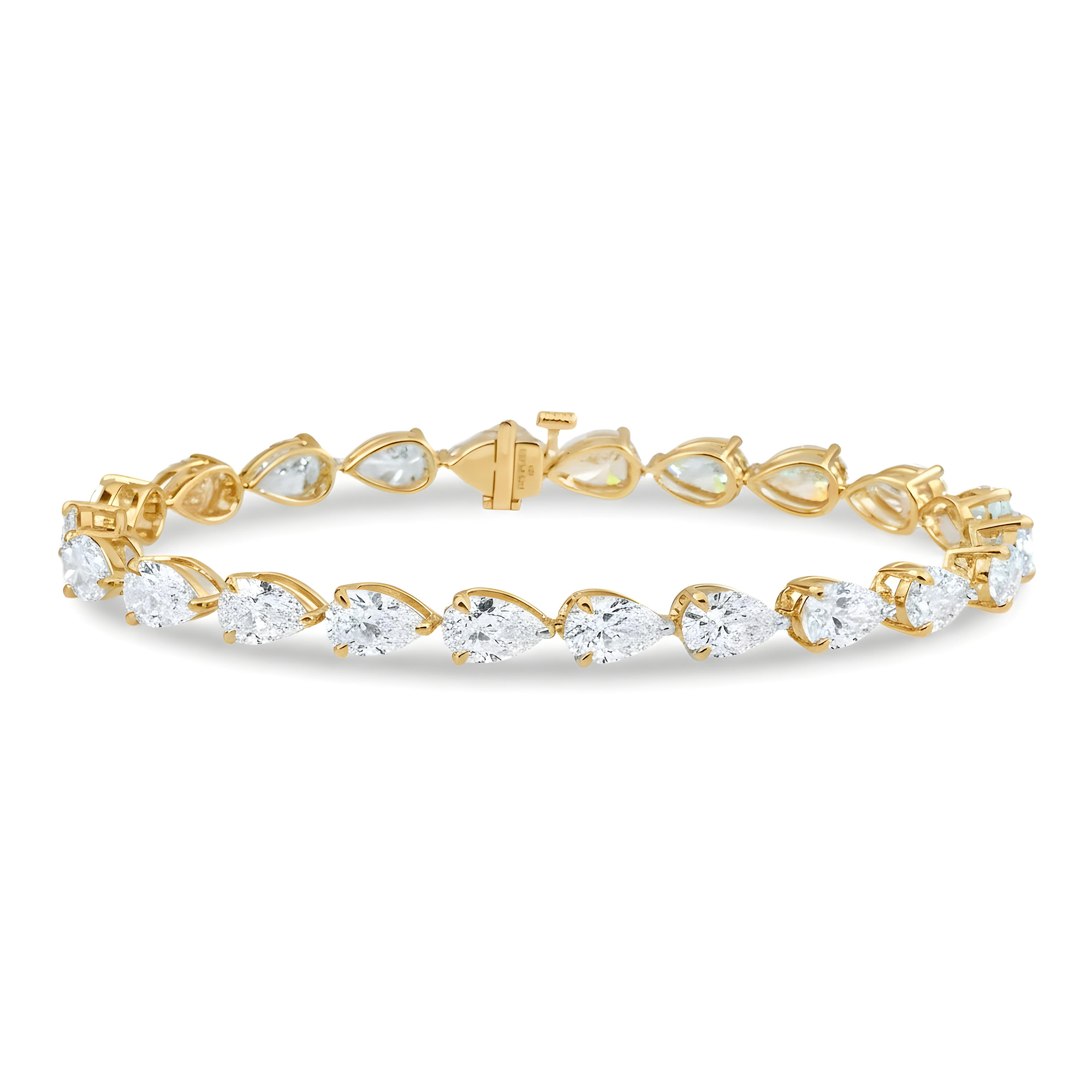 White Gold Pear Cut Diamond Tennis Bracelet 14.52ct